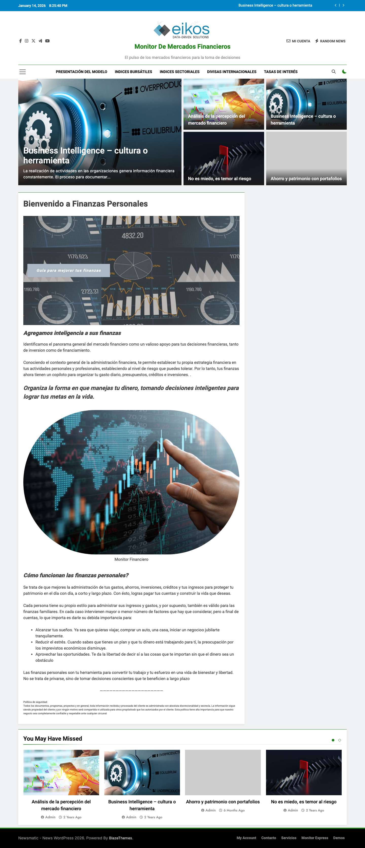 Monitor de mercados financieros – El pulso de los mercados financieros para la toma de decisiones - Full Screenshot