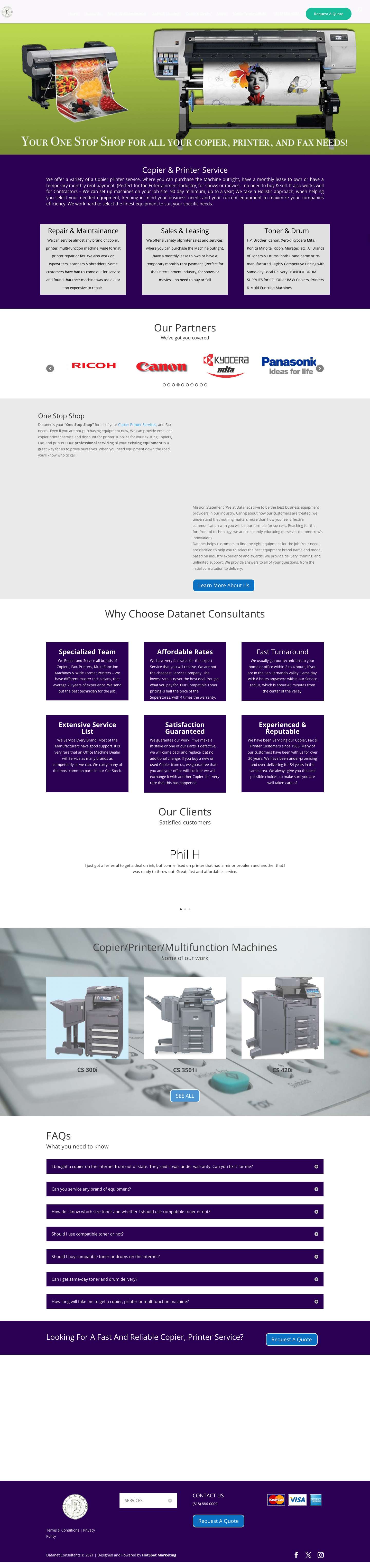 Datanet Copier, Printer Service | DataNet Copier & Printer Consultants - Full Screenshot