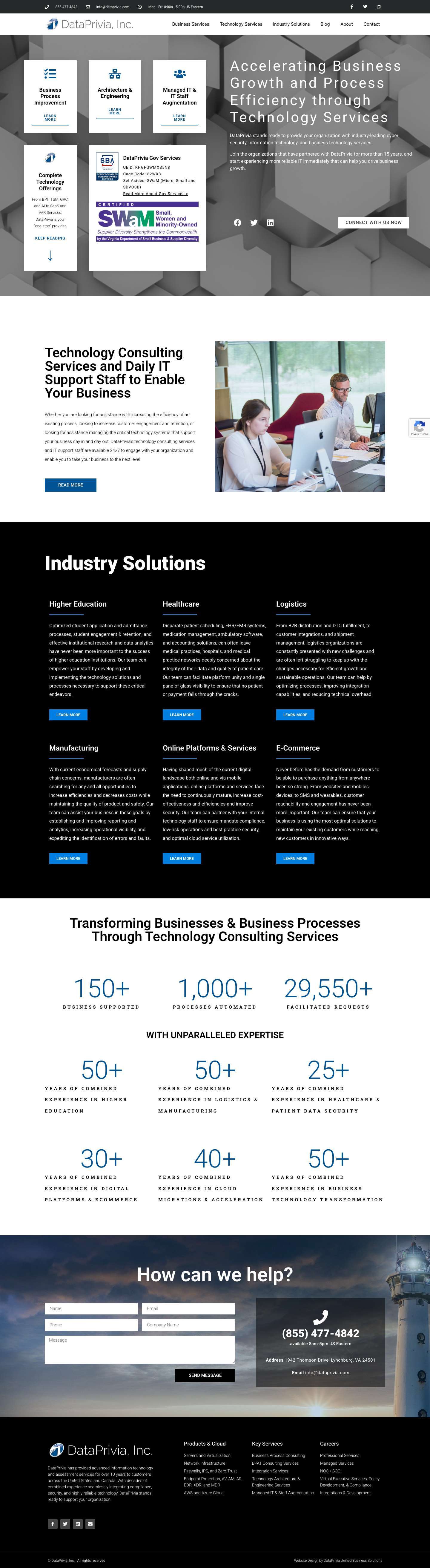Technology Consulting & Support Staff Services | DataPrivia, Inc. - Full Screenshot