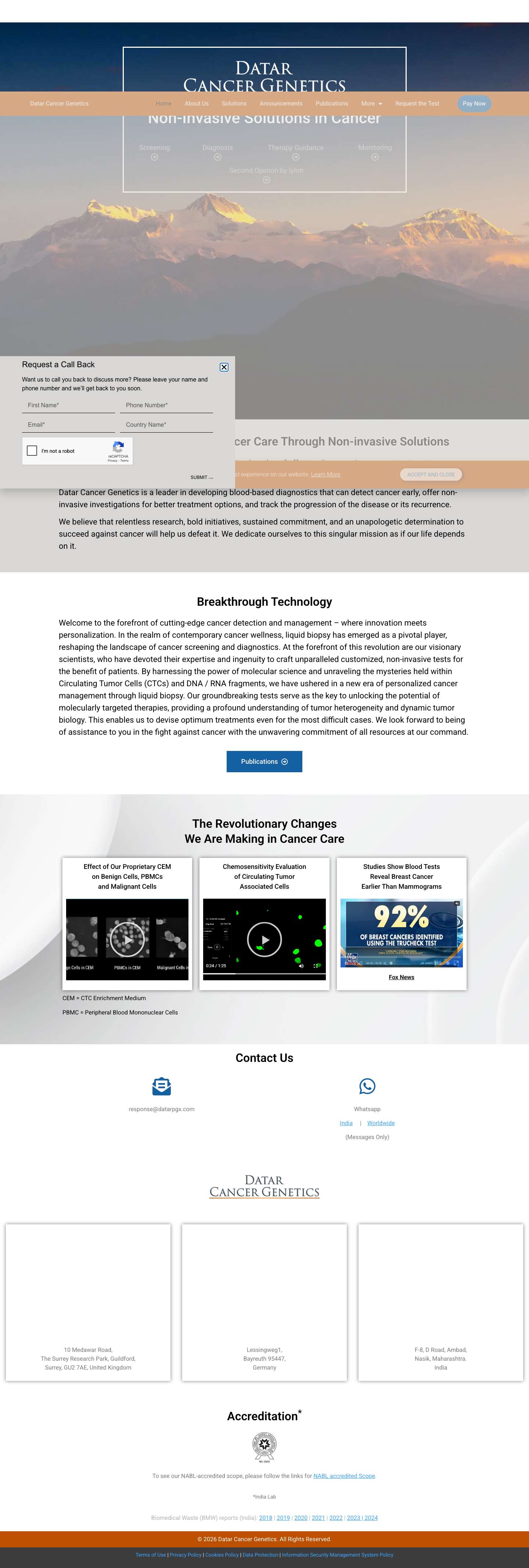 Non-invasive Solutions in Cancer - Full Screenshot