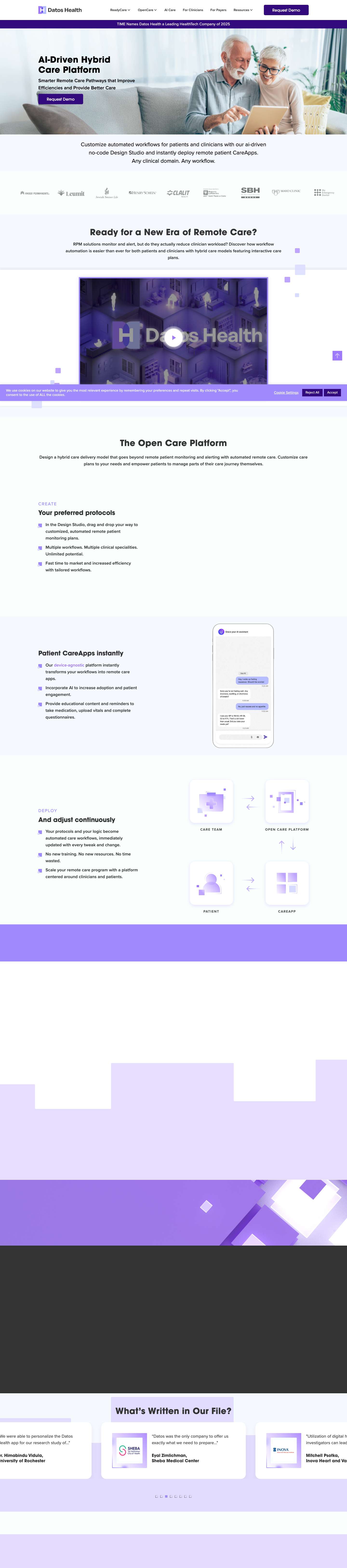 AI-Driven Remote Patient Monitoring Platform | Datos Health - Full Screenshot