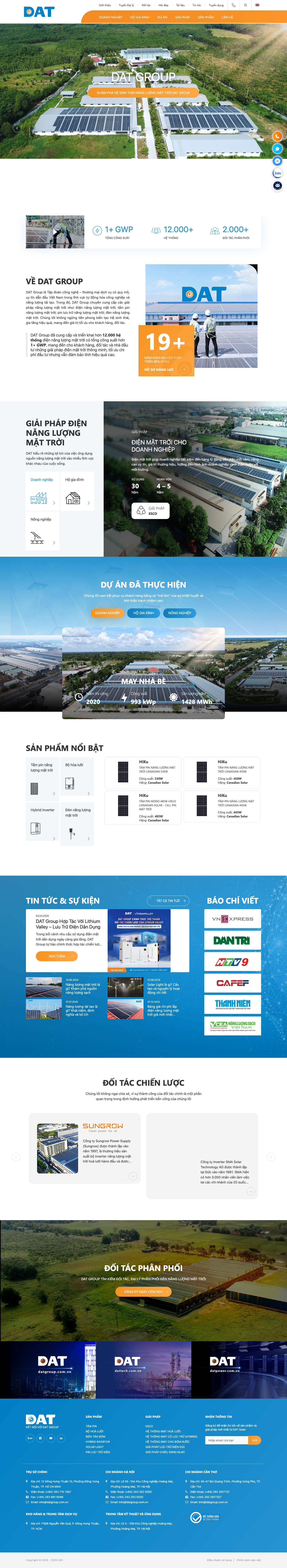 Điện năng lượng mặt trời, Điện mặt trời - DAT Group - Full Screenshot