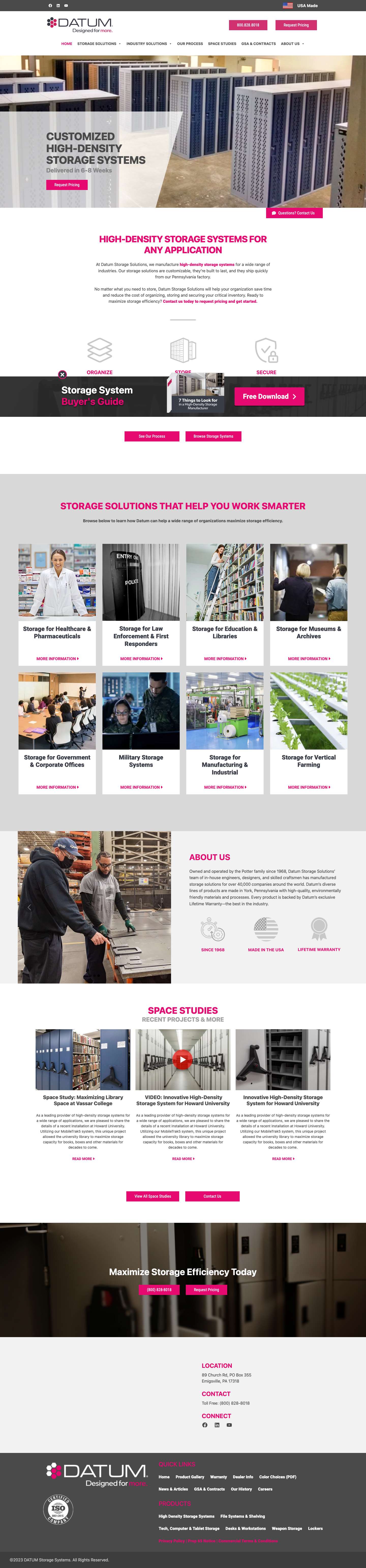 Welcome to Datum - High Density Storage Systems for Any Application - Full Screenshot
