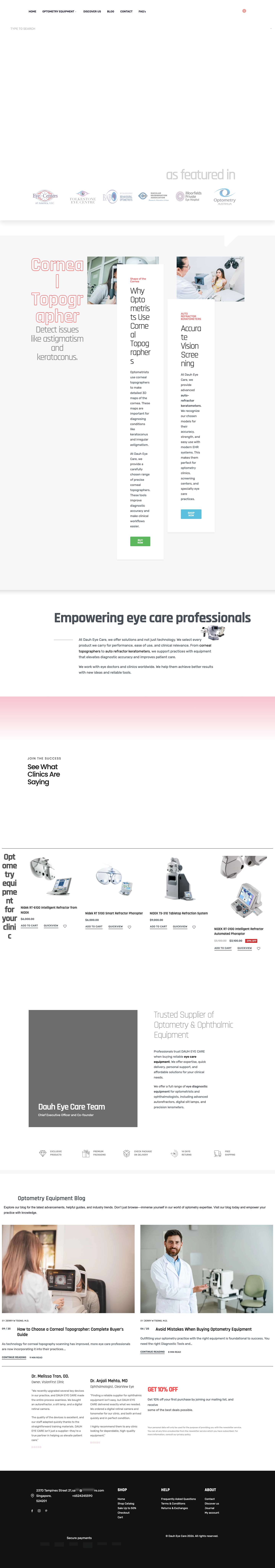 DAUH Eye Care | Leading Optometry Equipment Supplier - Full Screenshot