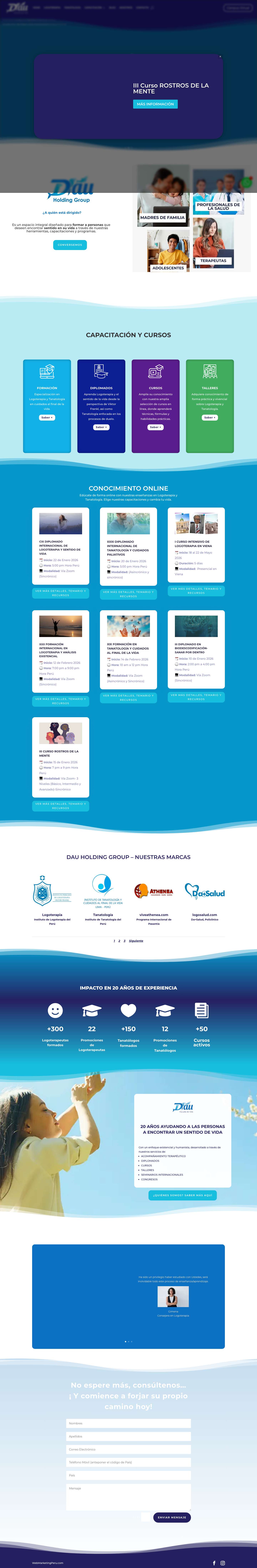 Dau Perú | Sentido de vida y desarrollo personalLogoterapia y Tanatología en Perú – Diplomados y Formación Online | DAUWhatsApp - Full Screenshot