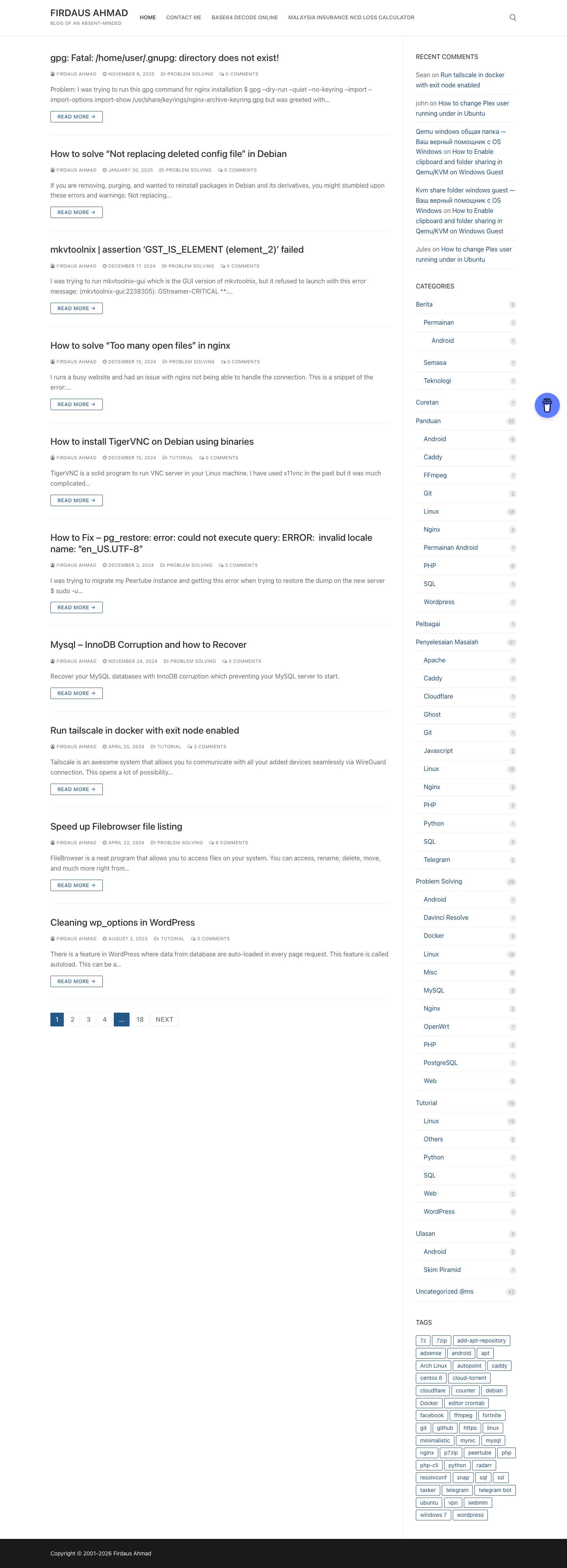 Firdaus Ahmad - Blog of an Absent-Minded - Full Screenshot