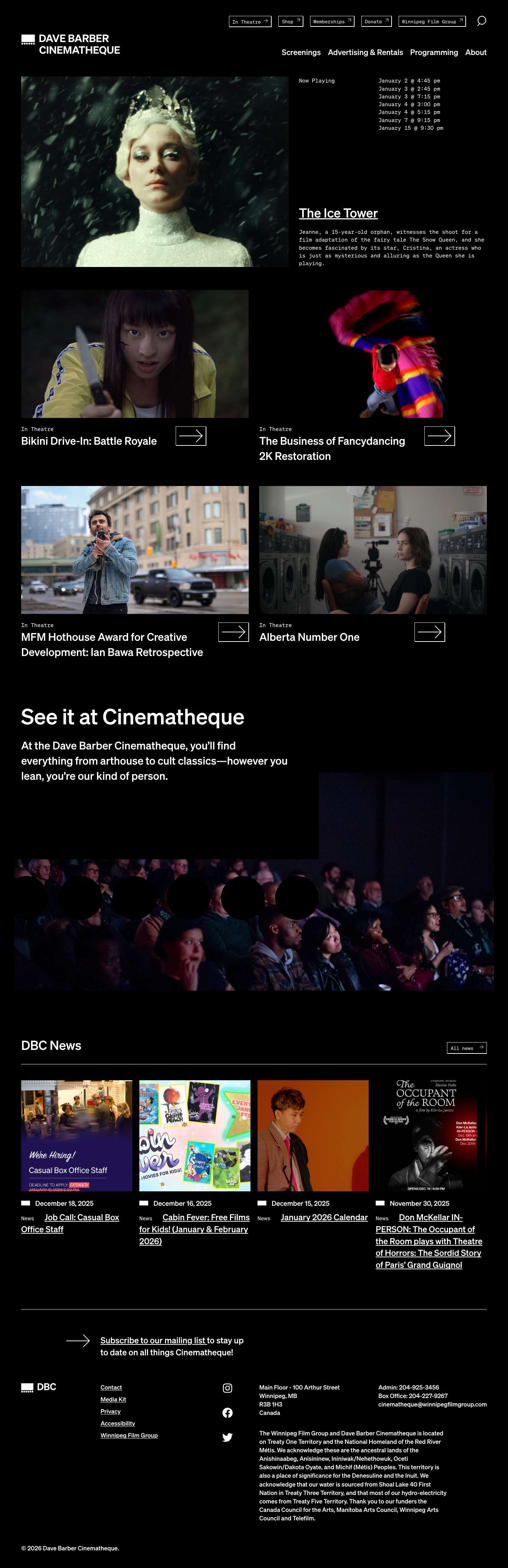 Home | Dave Barber Cinematheque - Full Screenshot
