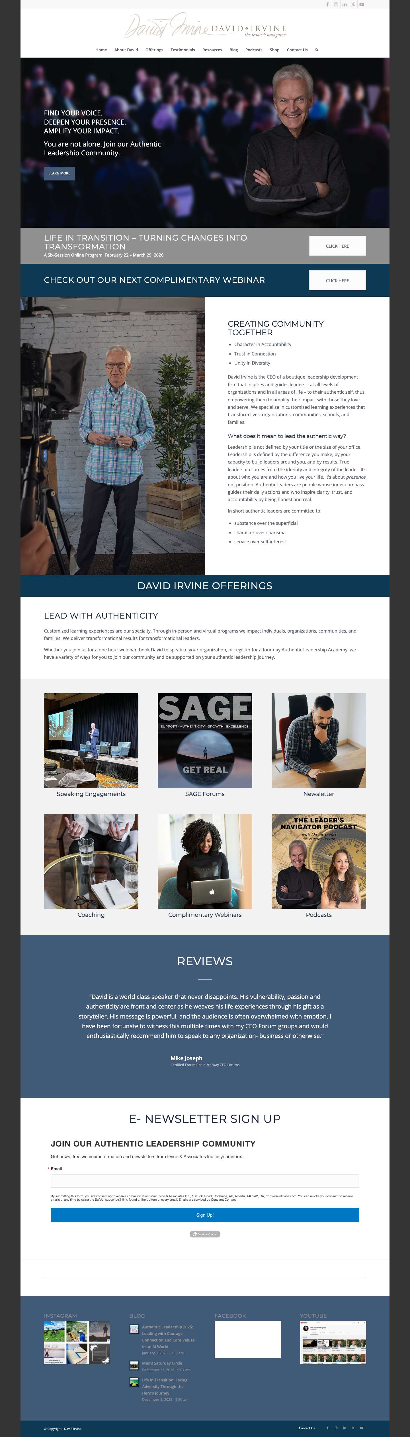 David Irvine - Inspire AuthenticityShopping CartClick to open the search input field - Full Screenshot