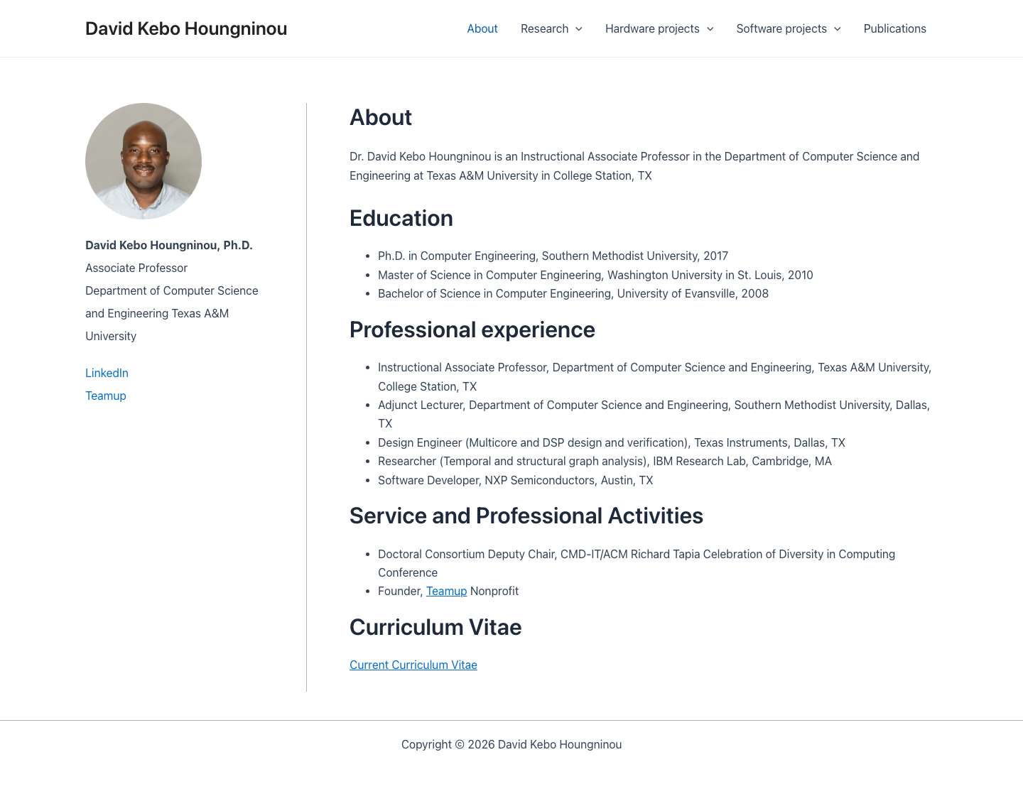 About - David Kebo Houngninou - Full Screenshot