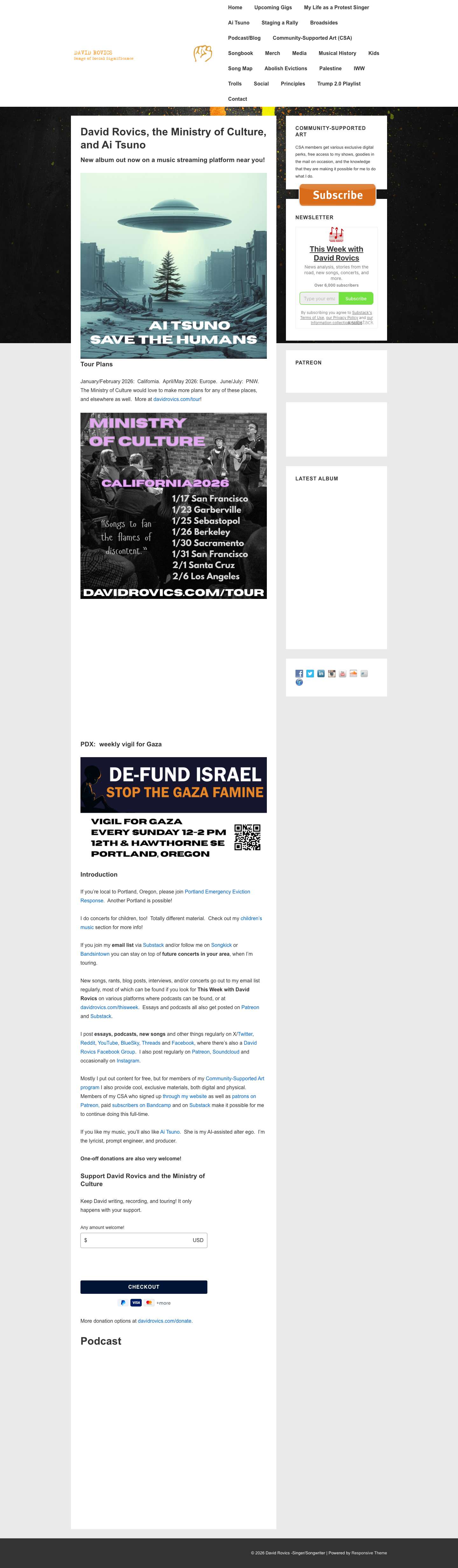 David Rovics -Singer/Songwriter – Songs of Social Significance - Full Screenshot