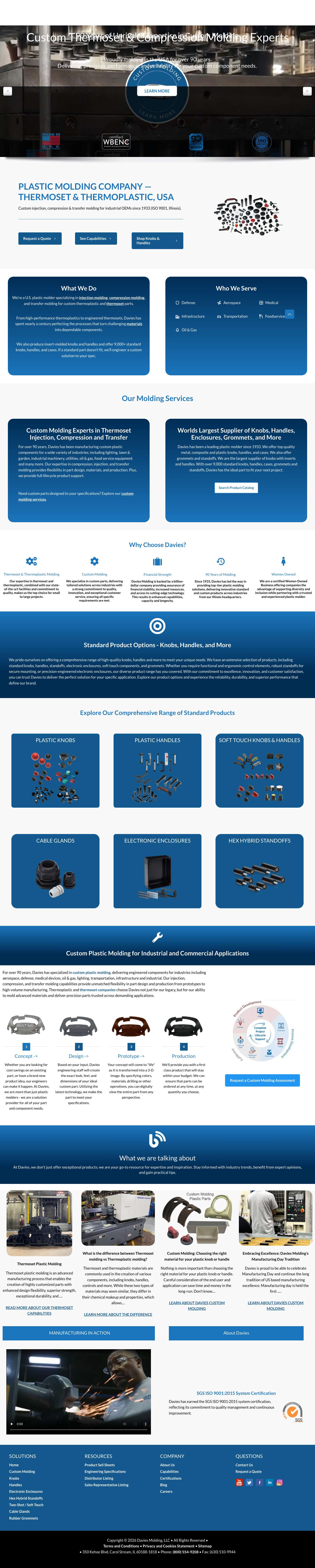 Custom Plastic & Thermoset Molding Experts | Davies Molding - Full Screenshot