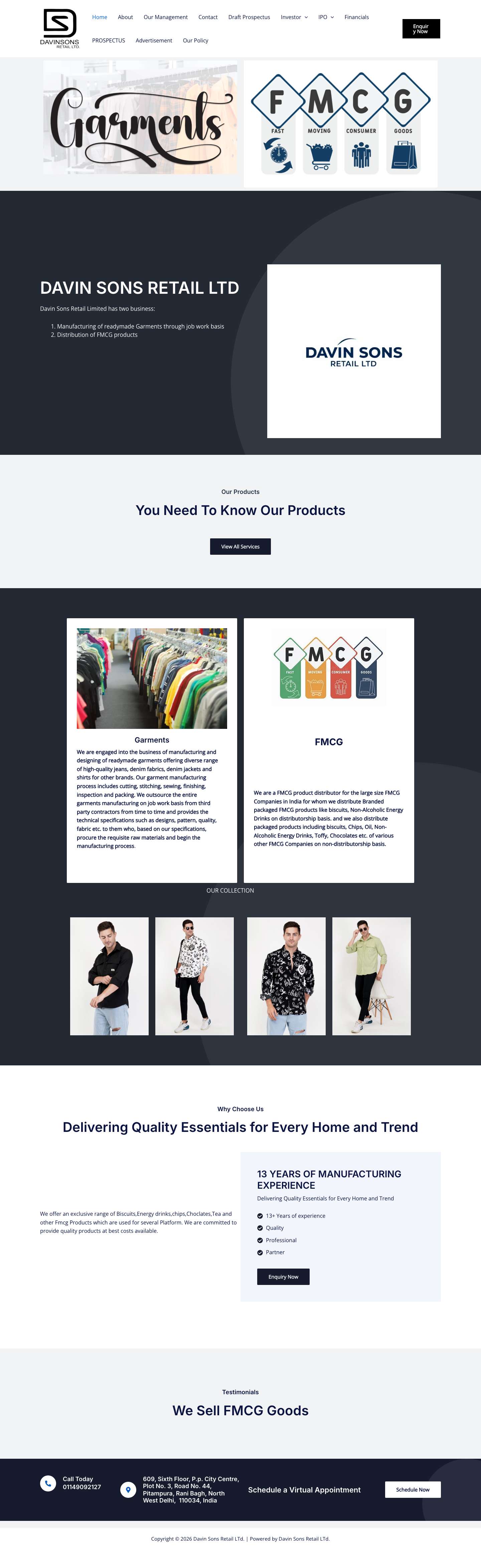 Davin Sons Retail LTd. - Full Screenshot