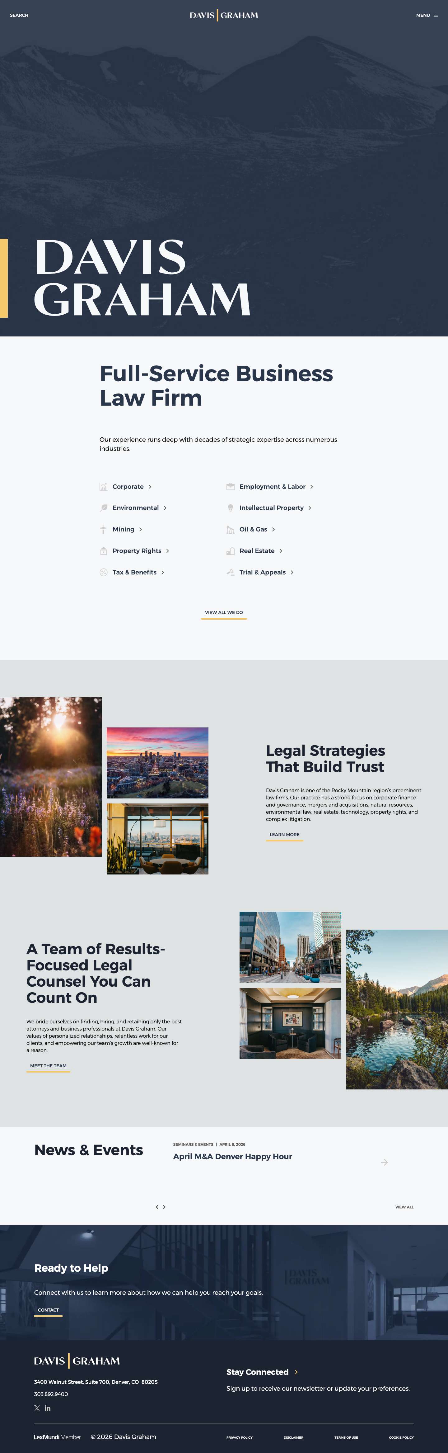 Davis Graham | Denver Law Firm - Full Screenshot