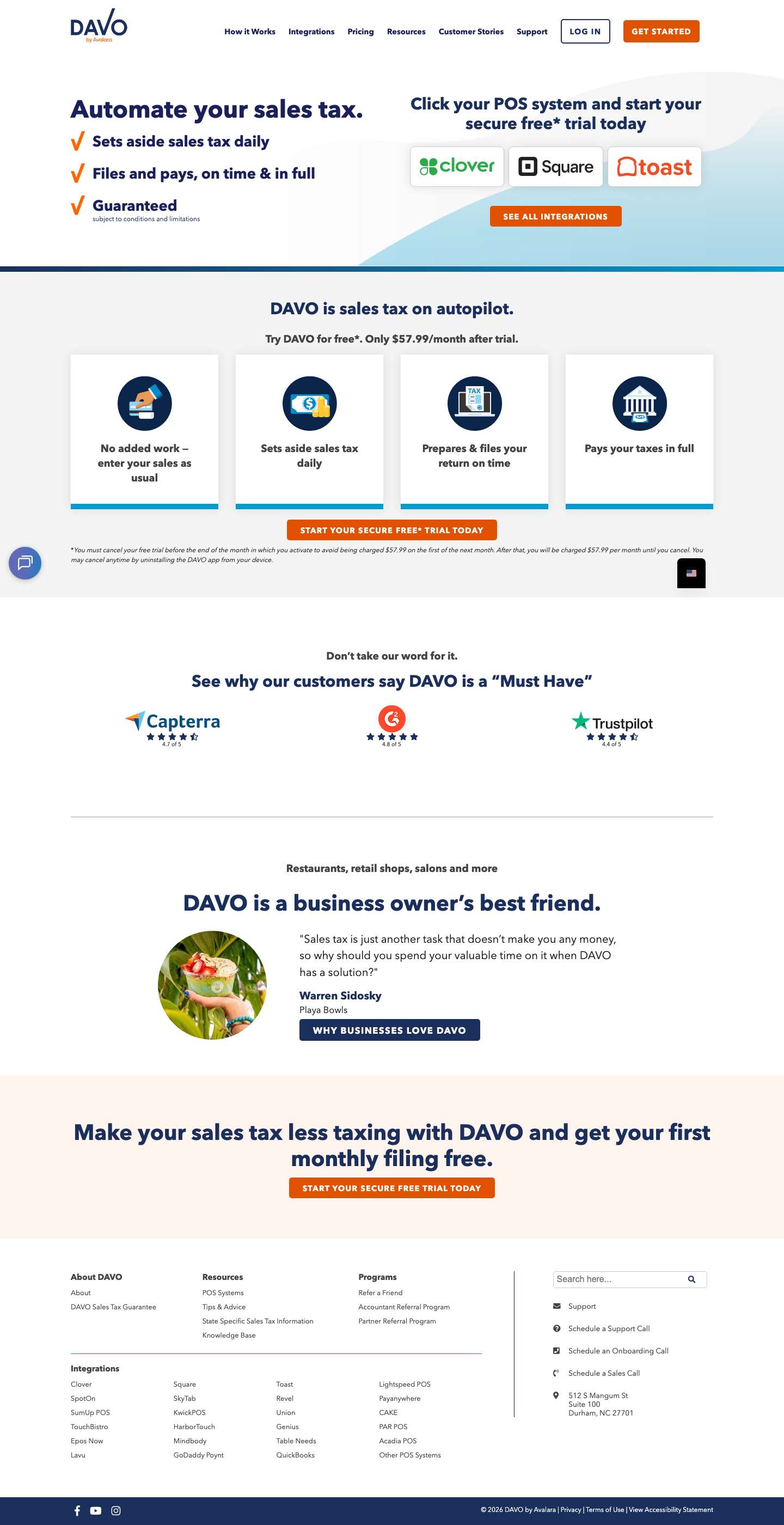 Automated Sales Tax for Small Business | DAVO by Avalara - Full Screenshot