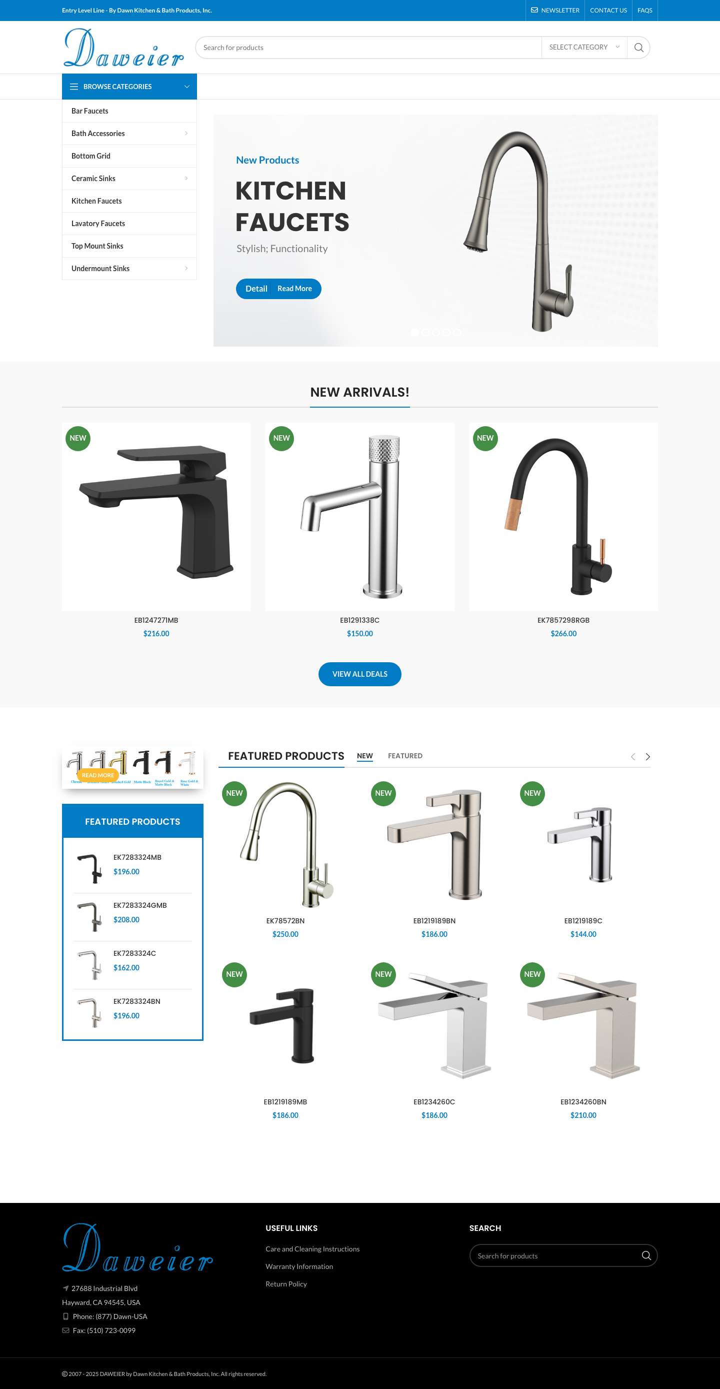 Daweier USA – Entry Level Line By Dawn Kitchen & Bath Products, Inc - Full Screenshot