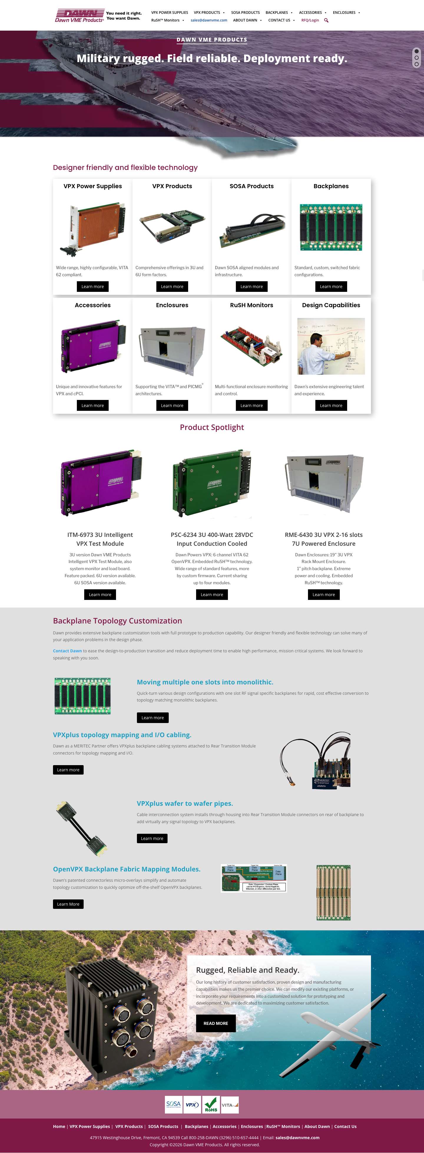 Dawn VME Products - Rugged, Reliable and Ready. - Full Screenshot
