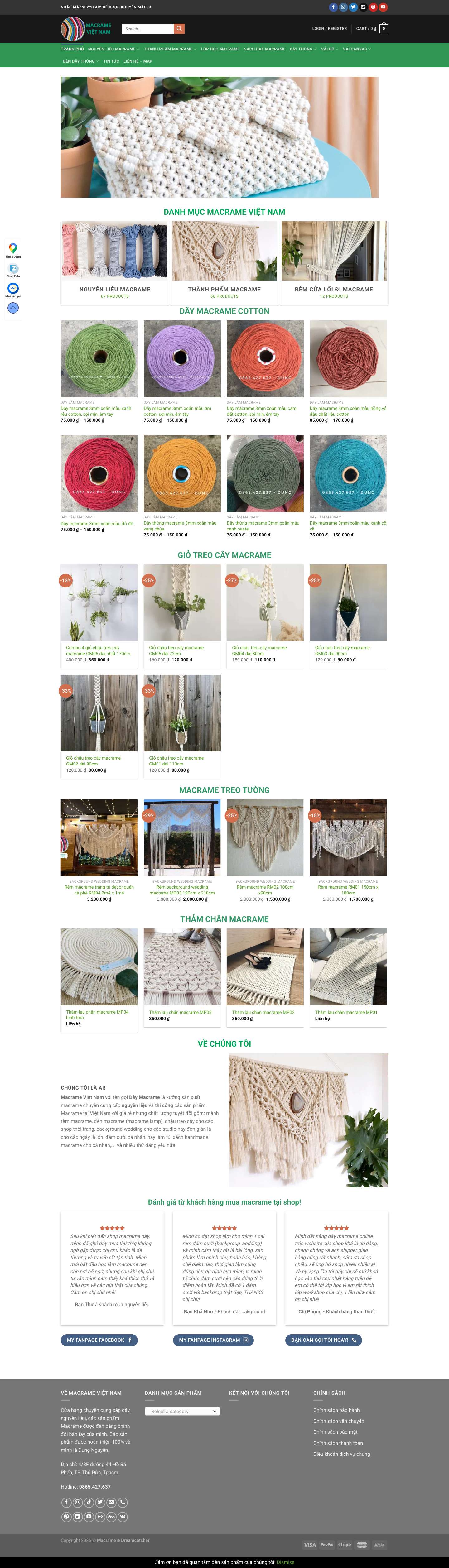 Cửa Hàng Macrame Việt Nam Tại Tphcm | Dây Macrame VietNam - Full Screenshot