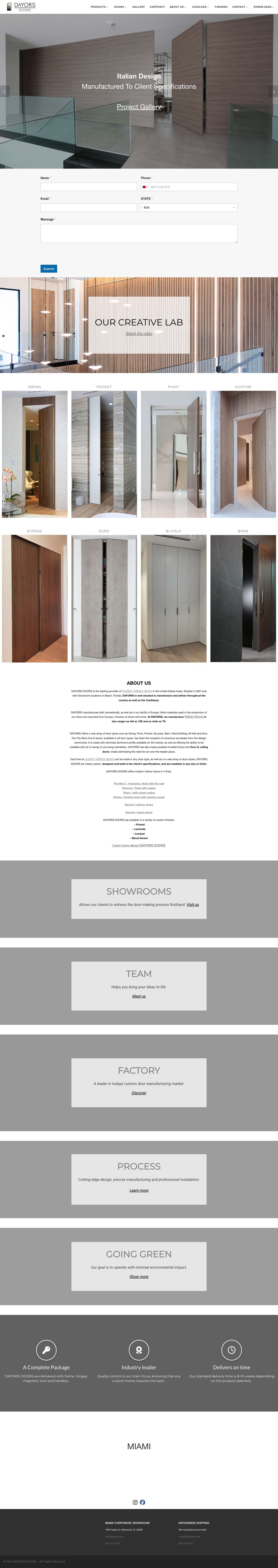 DAYORIS Doors | Modern Doors, Custom doors made to specifications - Full Screenshot