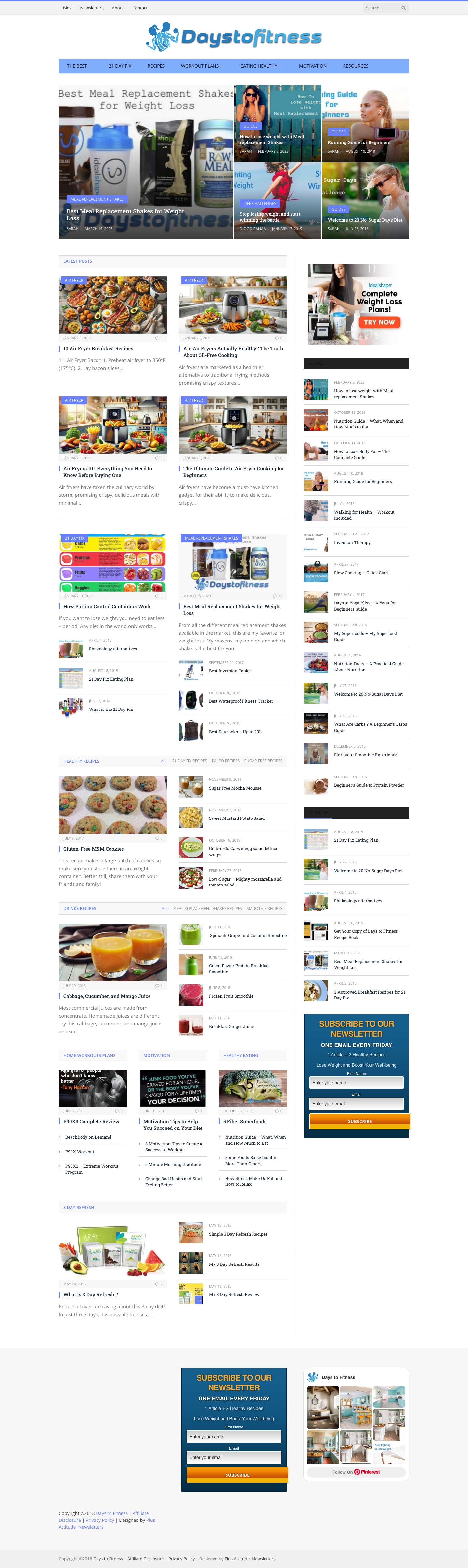 Days to Fitness - Home - Full Screenshot