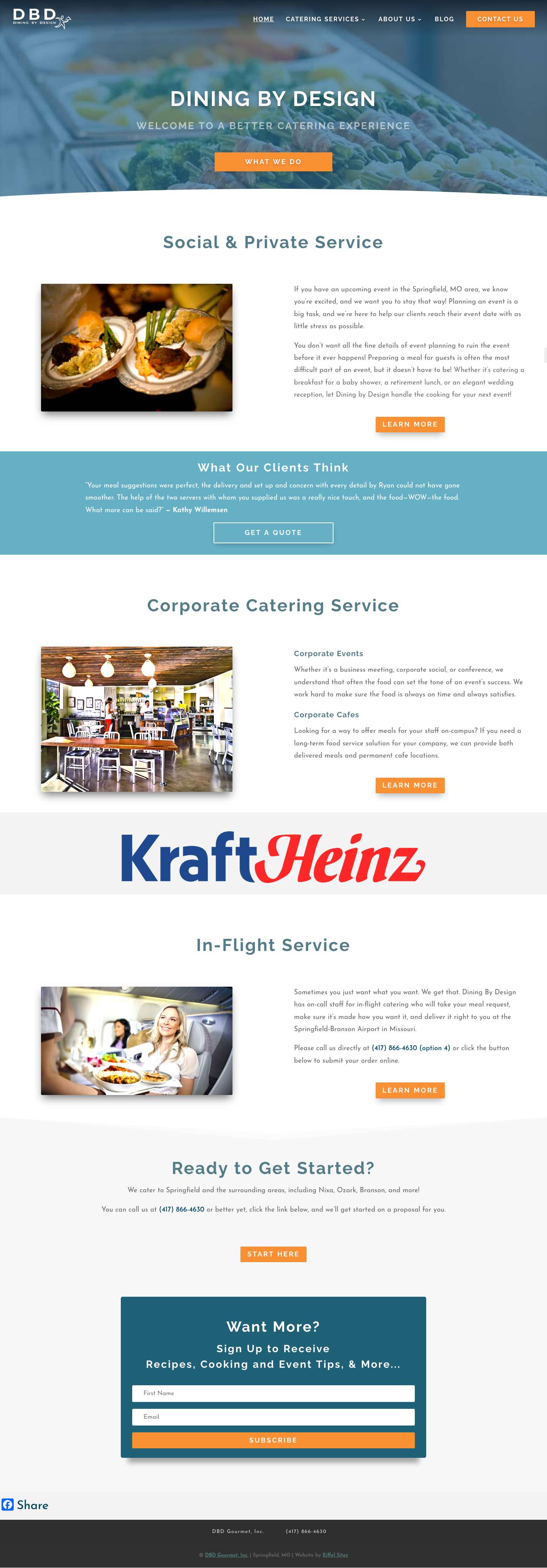Dining by Design - Catering Service in Springfield, MO - Full Screenshot