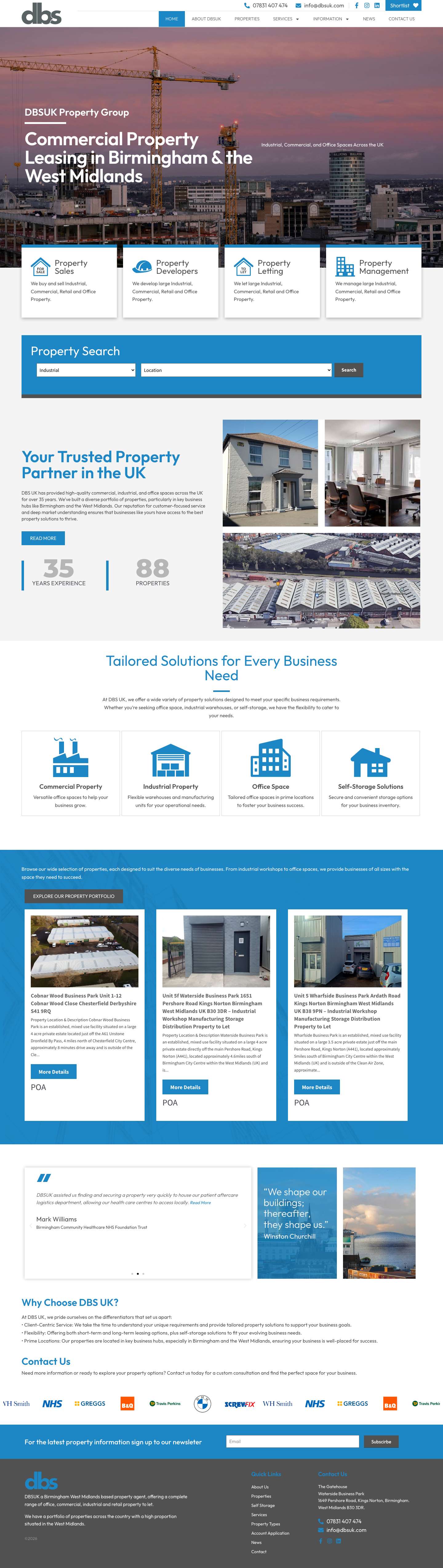 Industrial & Commercial Property to Let in Birmingham | DBS UK - Full Screenshot