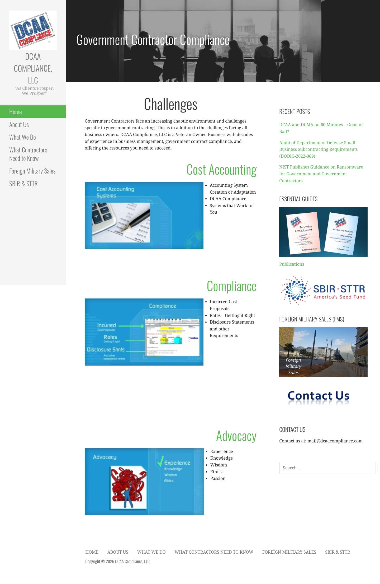 DCAA Compliance, LLC – "As Clients Prosper, We Prosper" - Full Screenshot