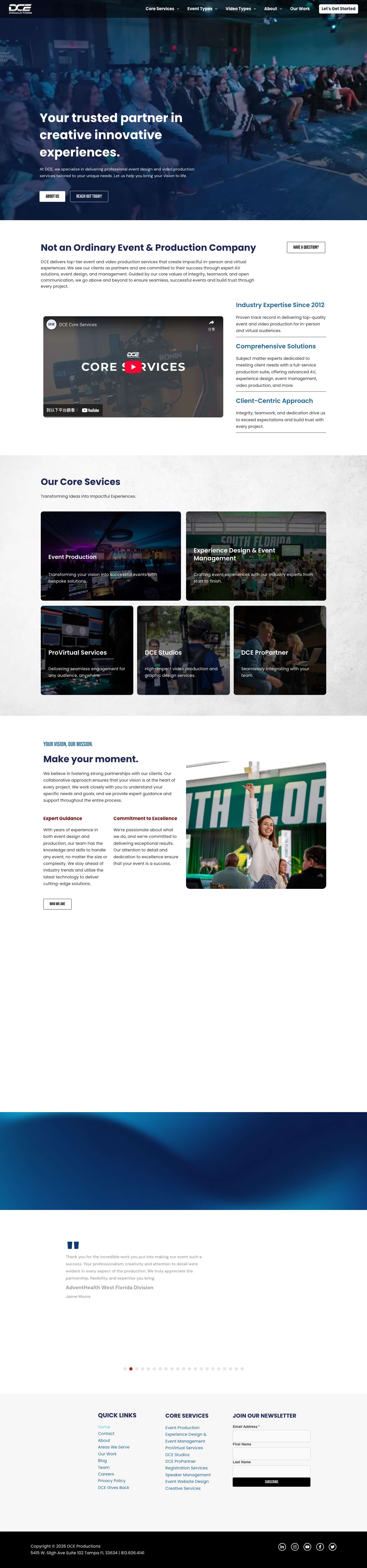 DCE Productions | Full-Service Event & Production Company - Full Screenshot