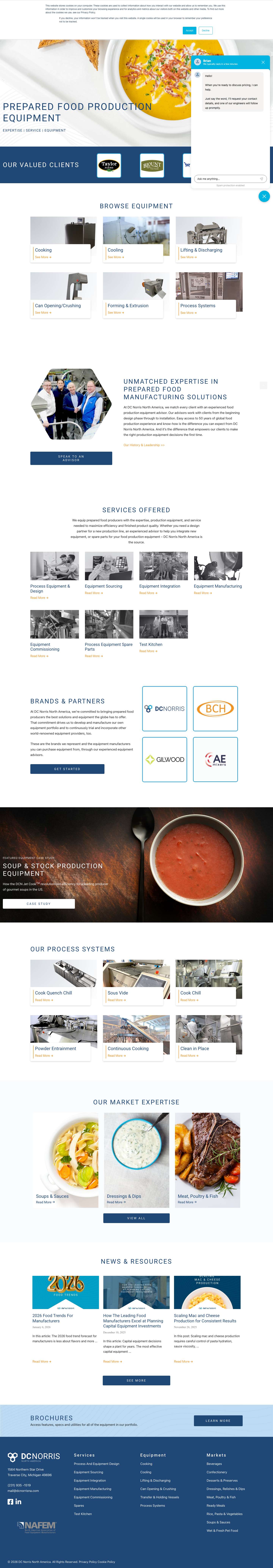 DC Norris North America | Prepared Food Production Equipment - Full Screenshot