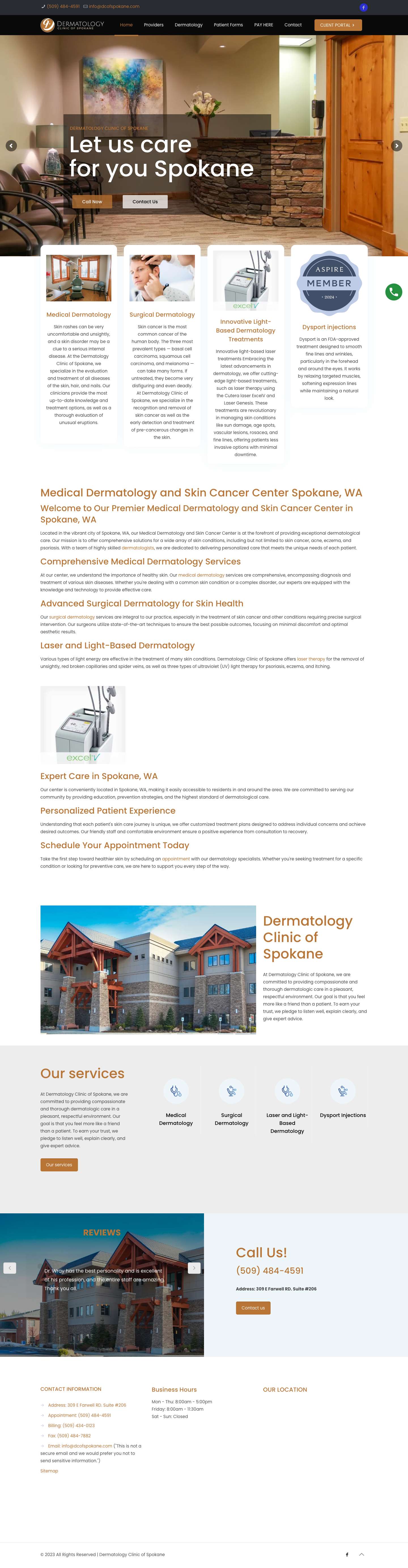 Medical Dermatology And Skin Cancer Center Spokane WA - Dermatology Clinic of Spokane - Full Screenshot