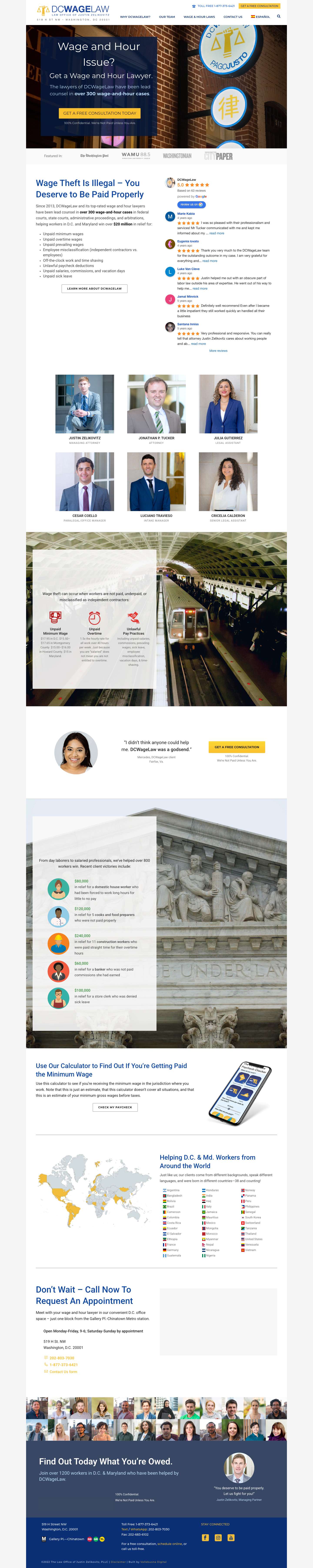 Wage & Hour Lawyers in D.C. & Maryland | DCWageLaw - Full Screenshot