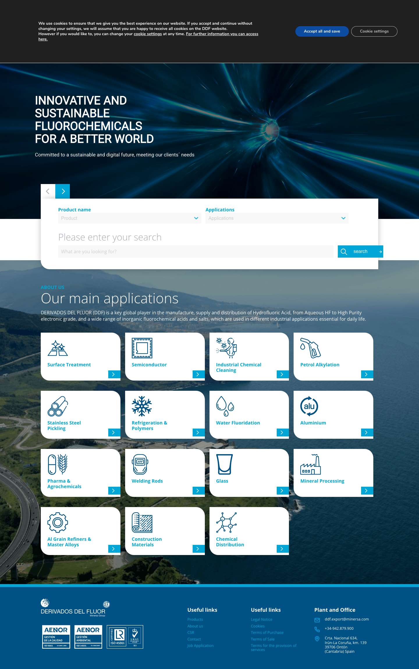 DDF, key global producer, supplier and distributor of high-quality fluorochemicals - Full Screenshot