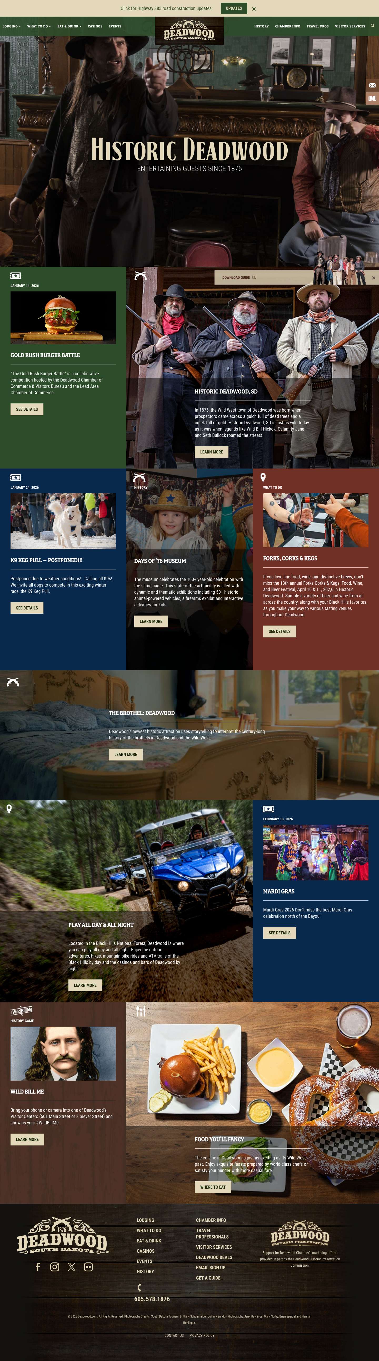 Historic Deadwood - History, Gaming | Black Hills, South Dakota - Full Screenshot