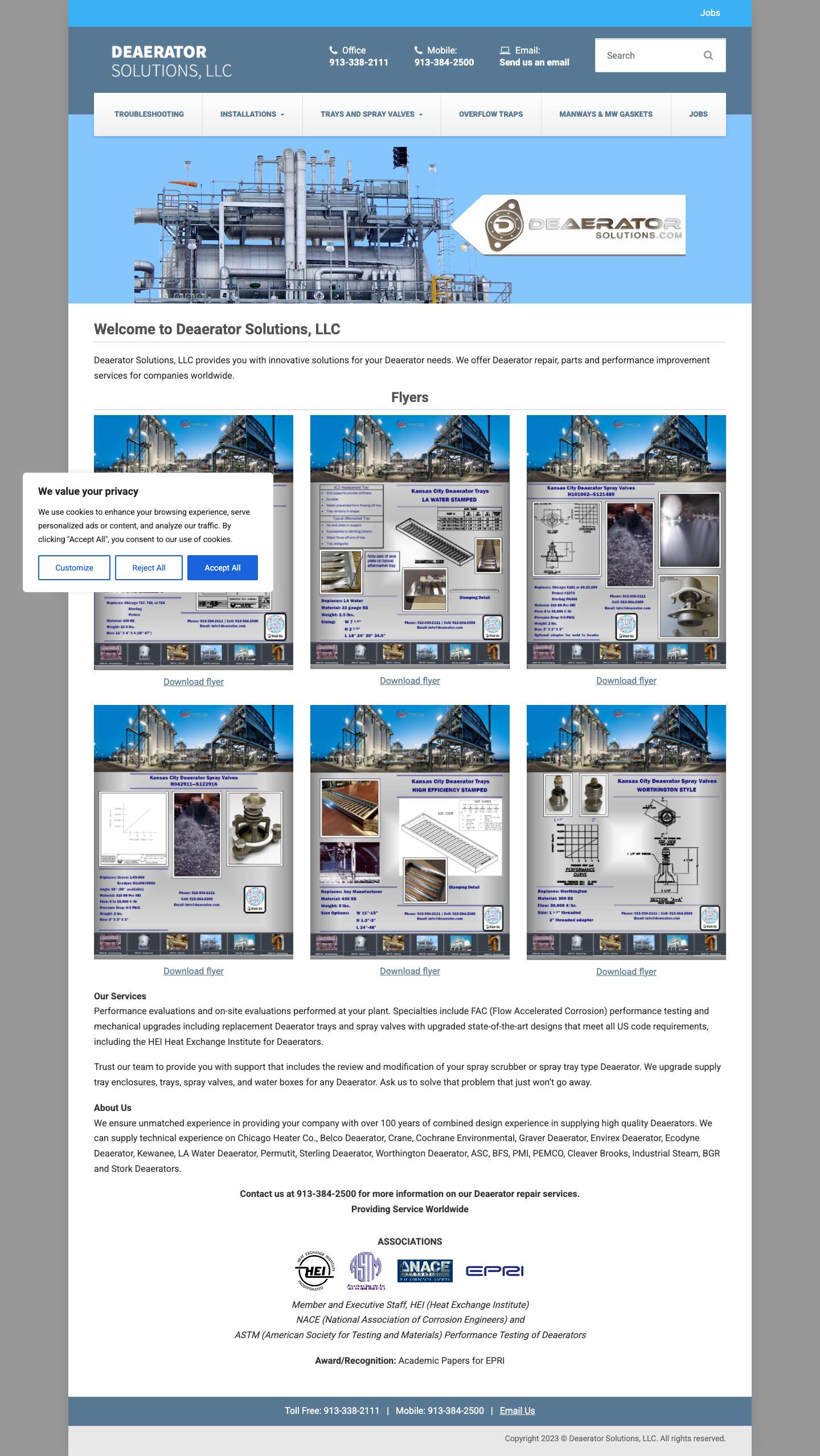 Deaerator Solutions - Deaerator Repair, Parts, Performance Improvement - Full Screenshot