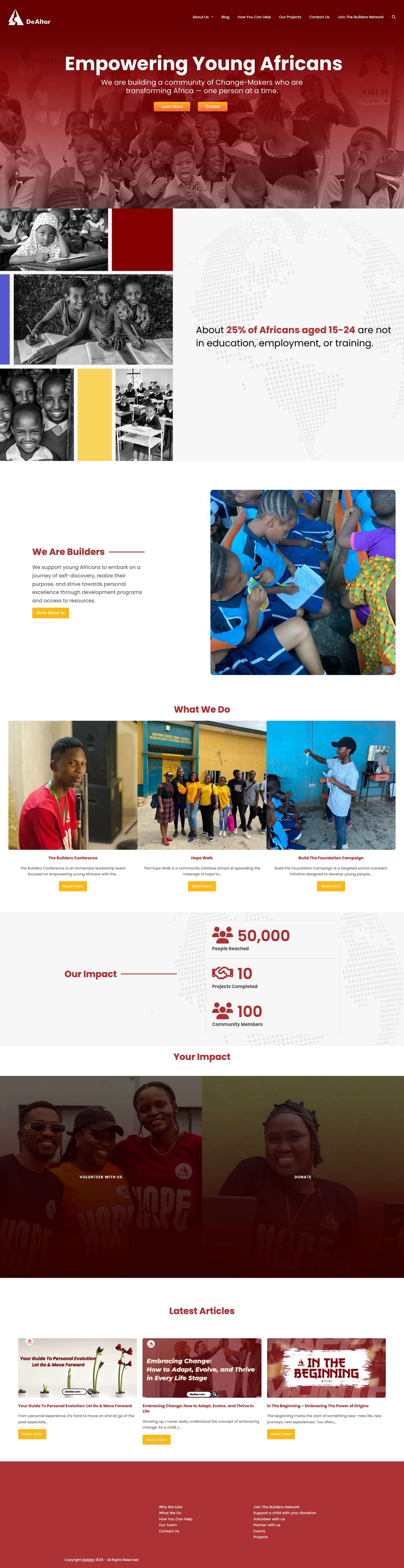 Homepage | DeAltar - Youth NGO in Africa - Full Screenshot