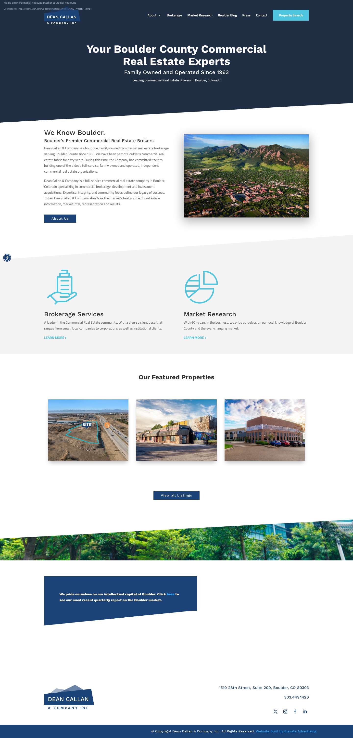 Commercial Real Estate Brokers Boulder, Colorado - Dean Callan & Co - Full Screenshot
