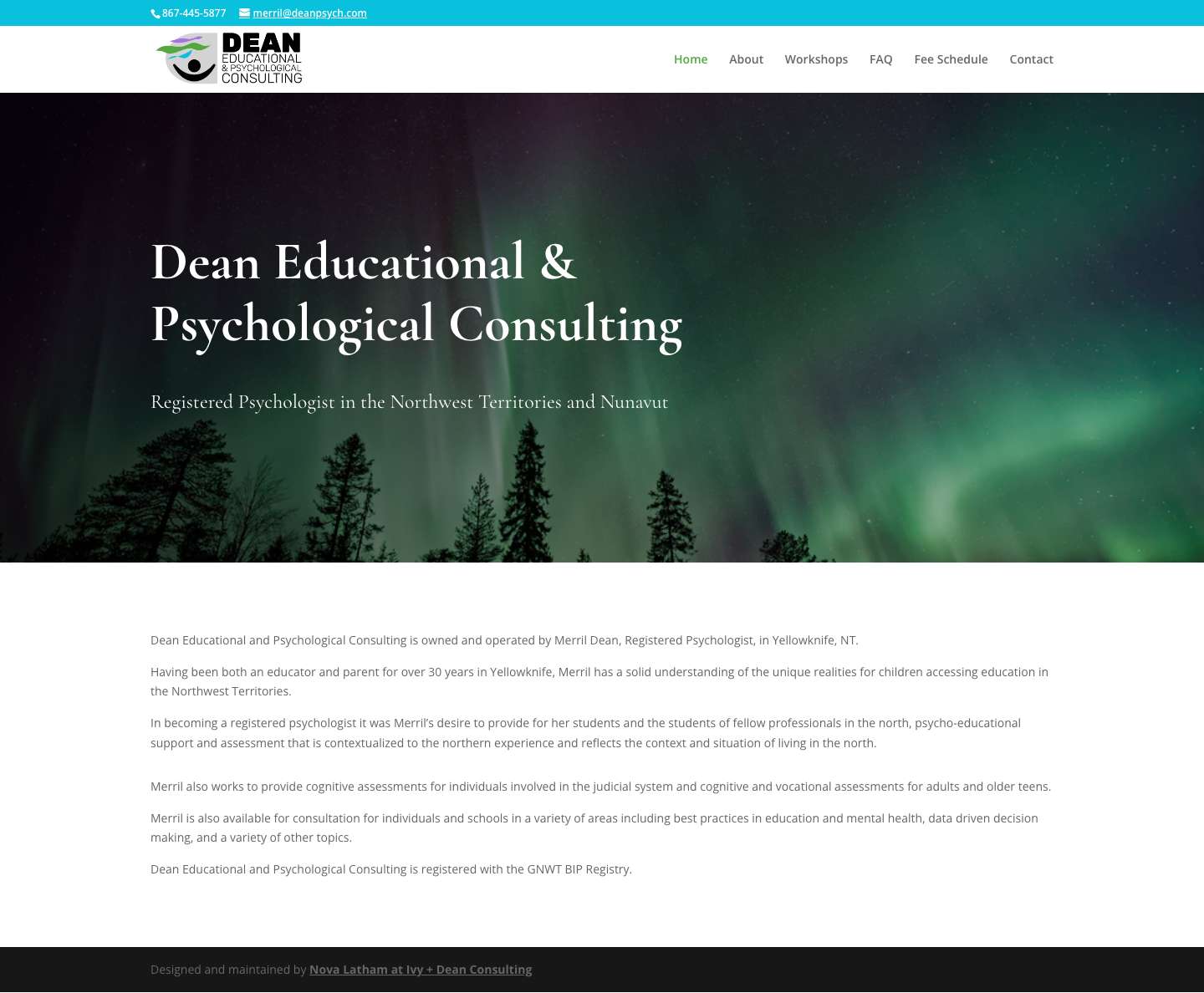 Dean Educational & Psychological Consulting | Registered educational psychologist in the Northwest Territories - Full Screenshot