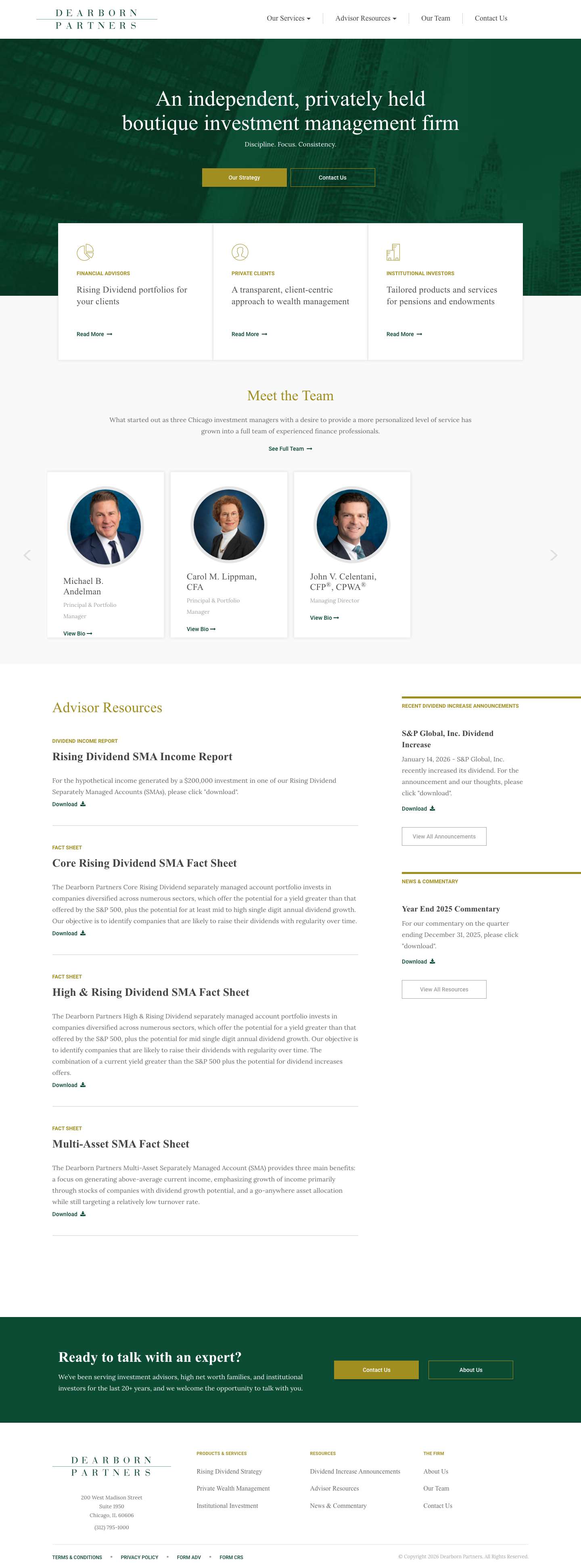 Wealth & Asset Management Firm - Chicago, IL | Dearborn Partners - Full Screenshot