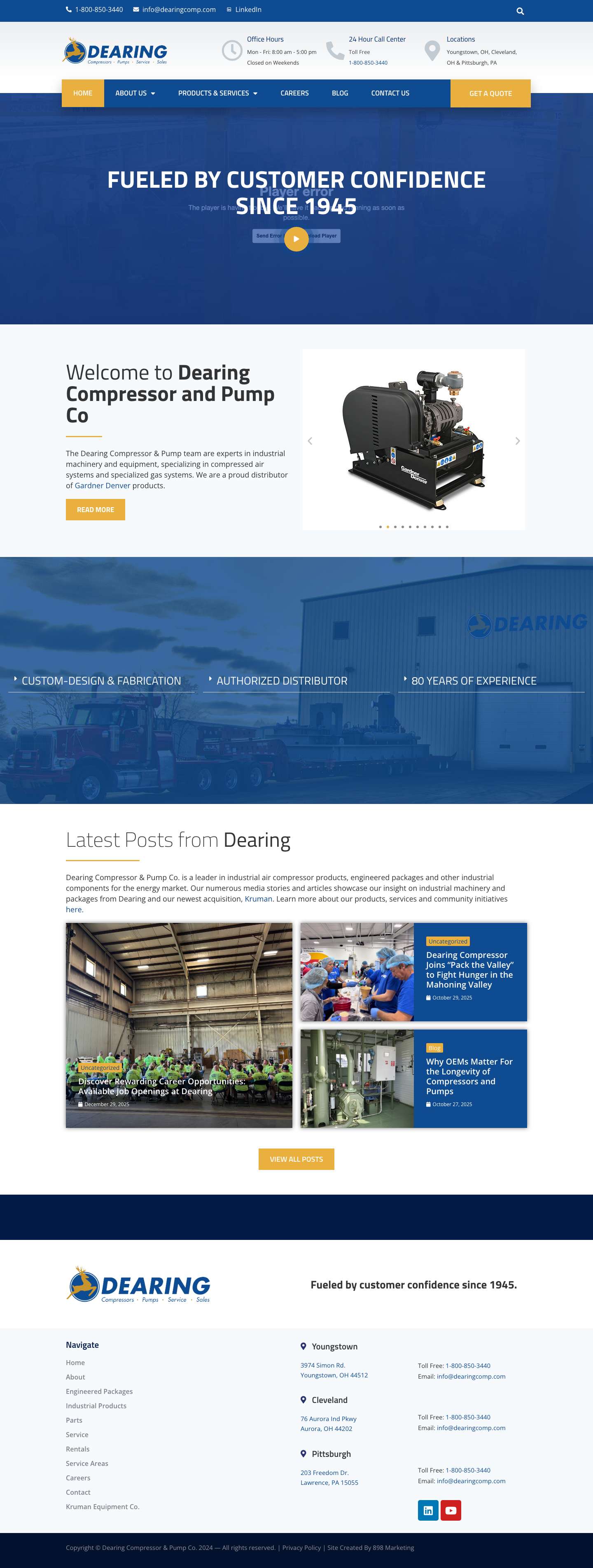 Industrial Compressed Air & Gas Systems | Dearing Compressor - Full Screenshot