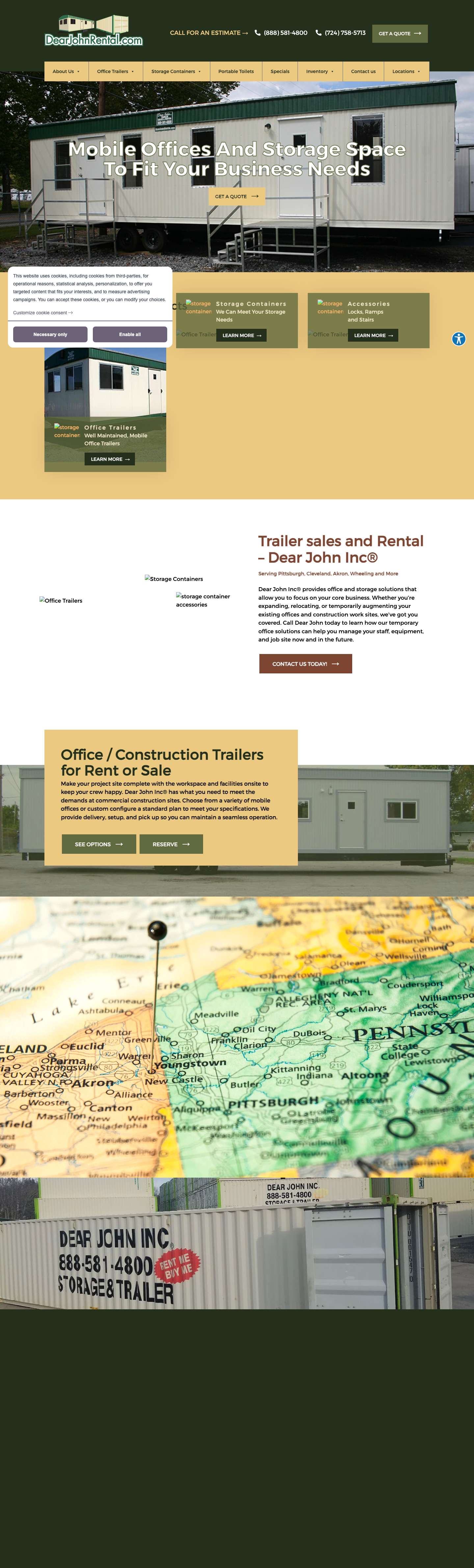 Office Trailer & Shipping Container Rental | Dear John Trailer Rentals - Full Screenshot