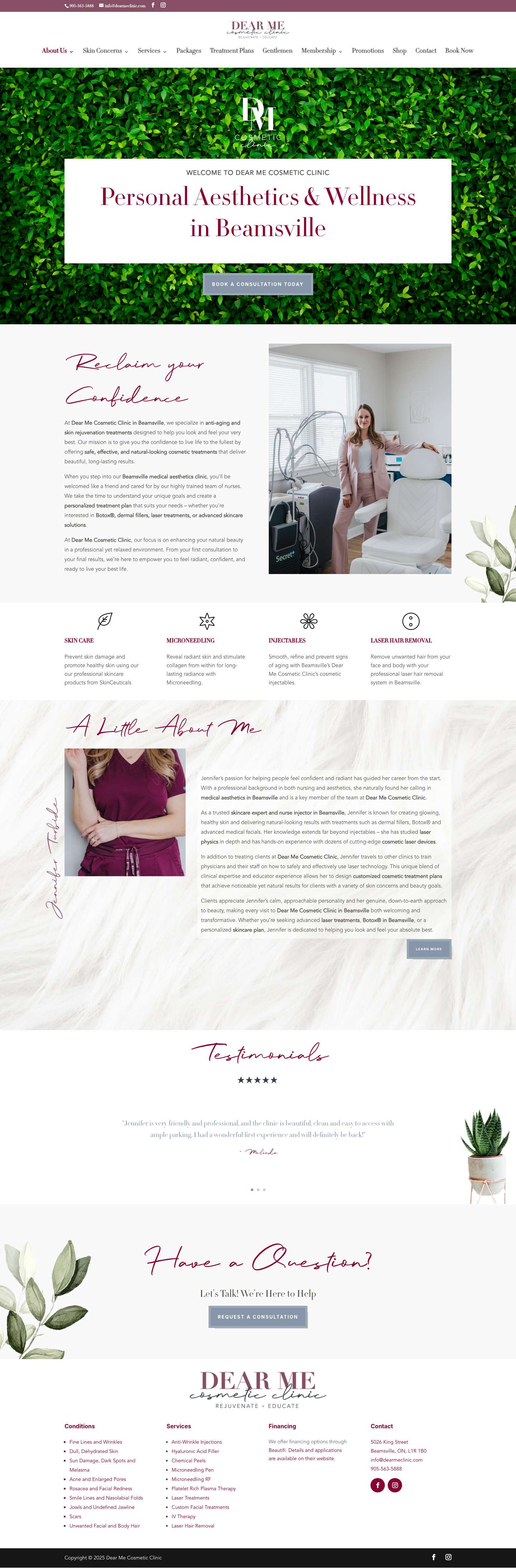 Home - Dear Me Cosmetic Clinic - Full Screenshot