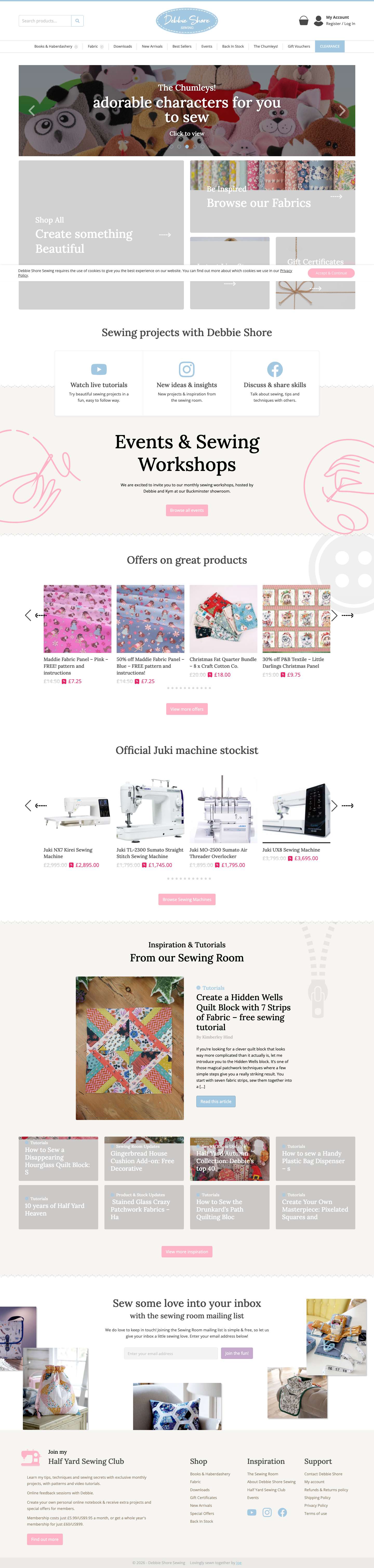 Sewing & Haberdashery Products by Debbie Shore – Debbie Shore Sewing - Full Screenshot