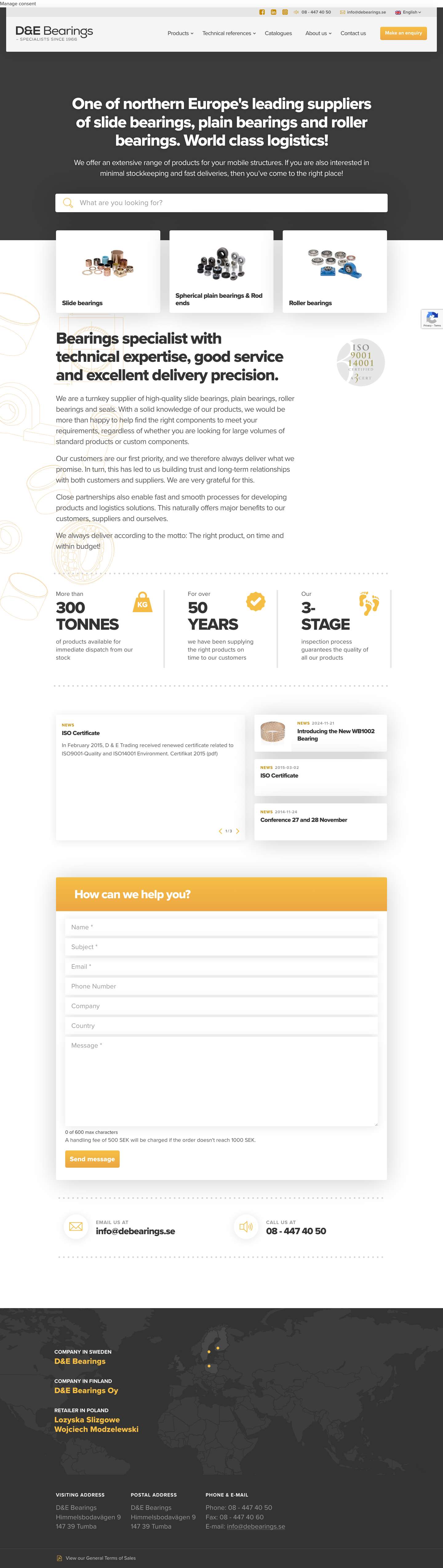 D&E Bearings » Slide bearings, plain bearings and roller bearingsworld-map5 - Full Screenshot