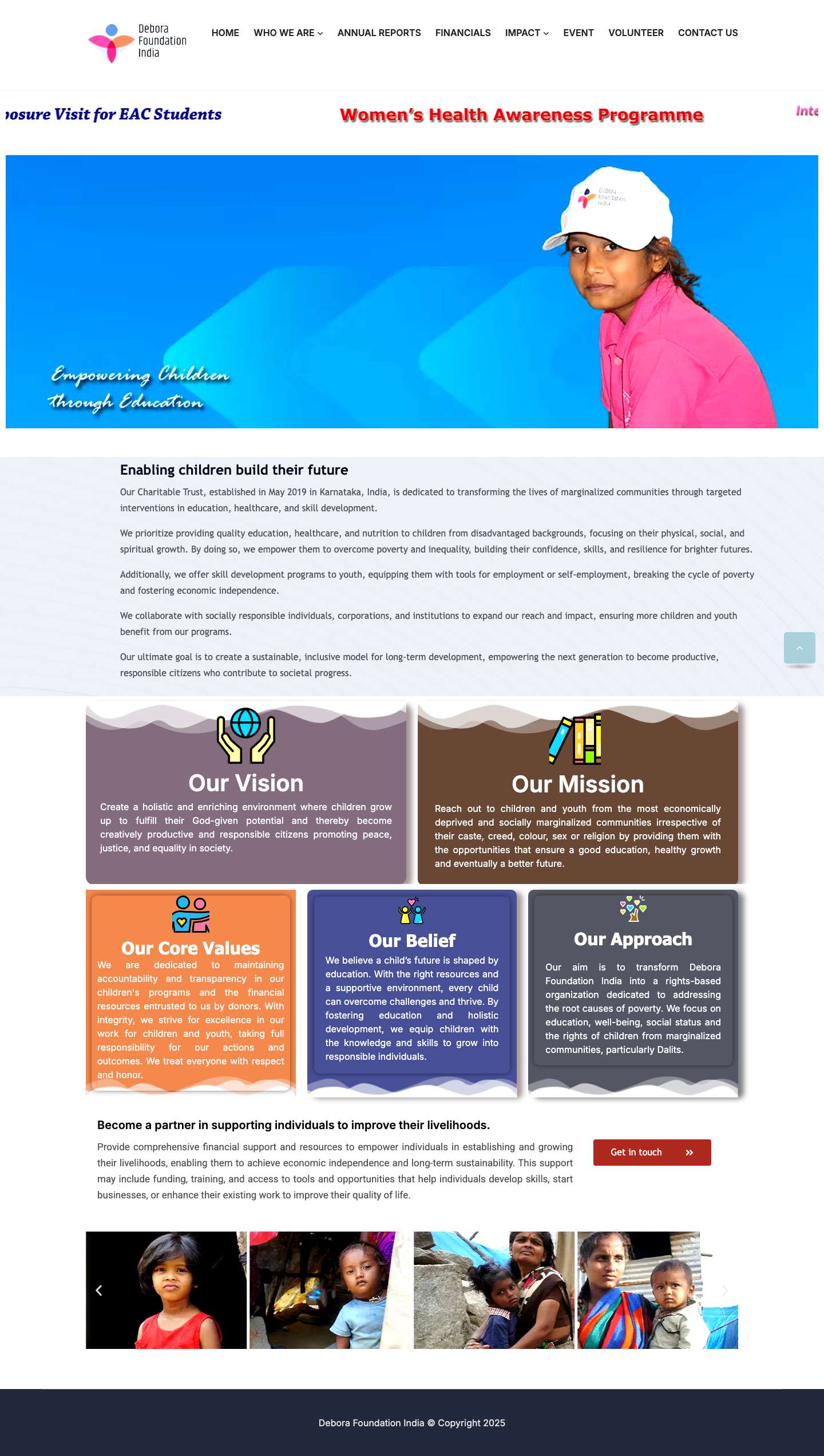 HOME - Debora Foundation India - Full Screenshot