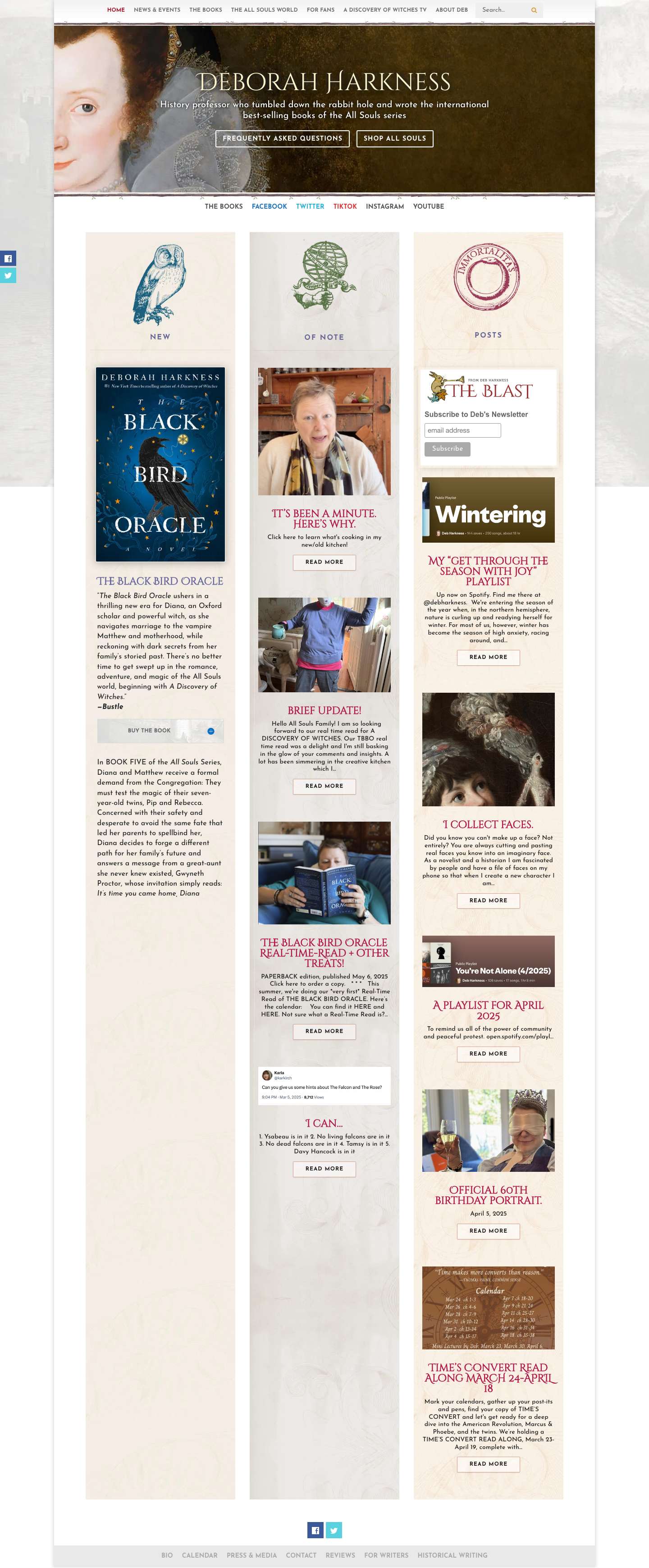 Deborah Harkness author of The All Souls Trilogy official website - Full Screenshot