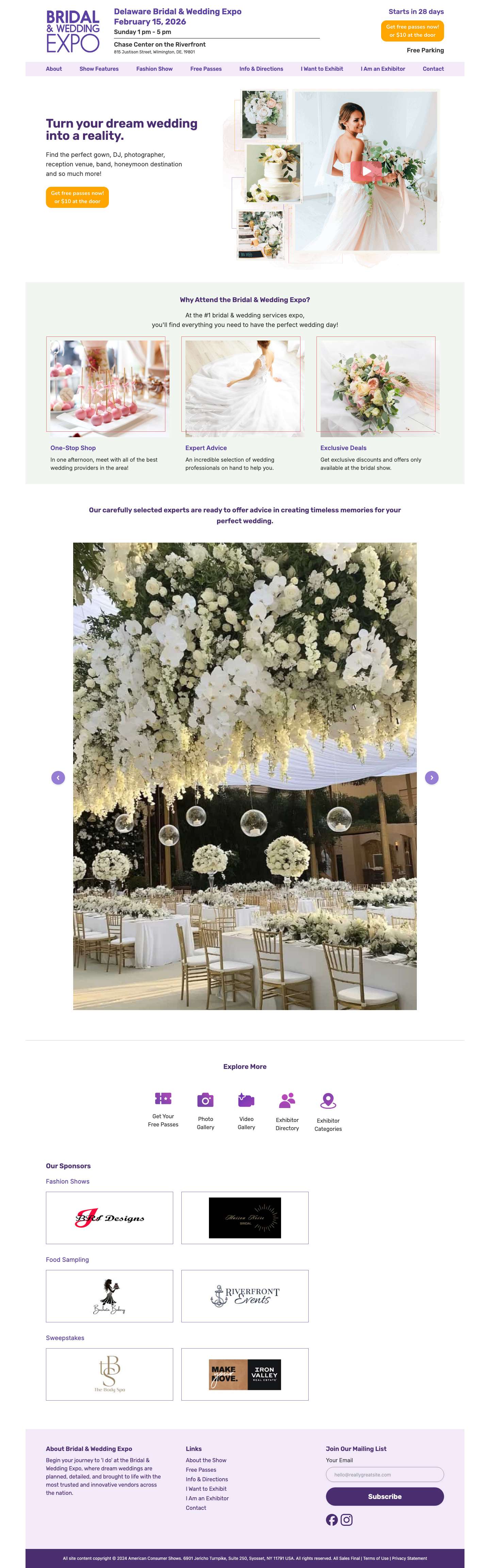 Home - Delaware Bridal & Wedding Expo - Full Screenshot