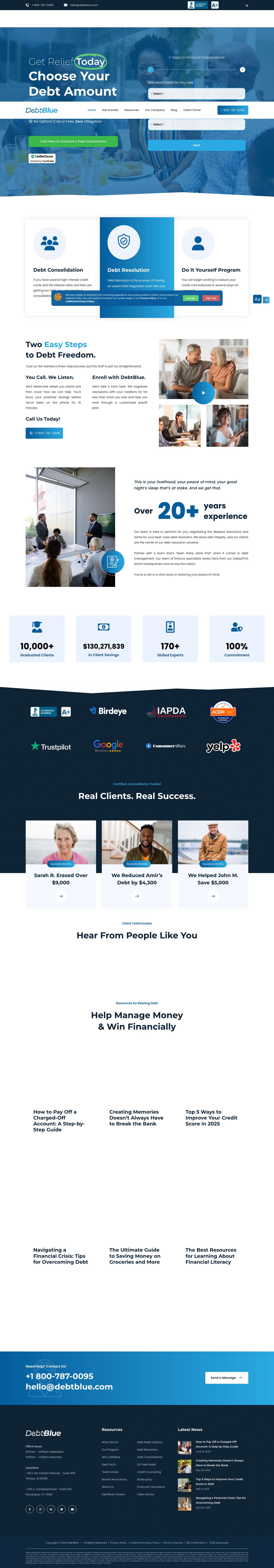 Trusted Debt Relief Partners - DebtBlue - Full Screenshot