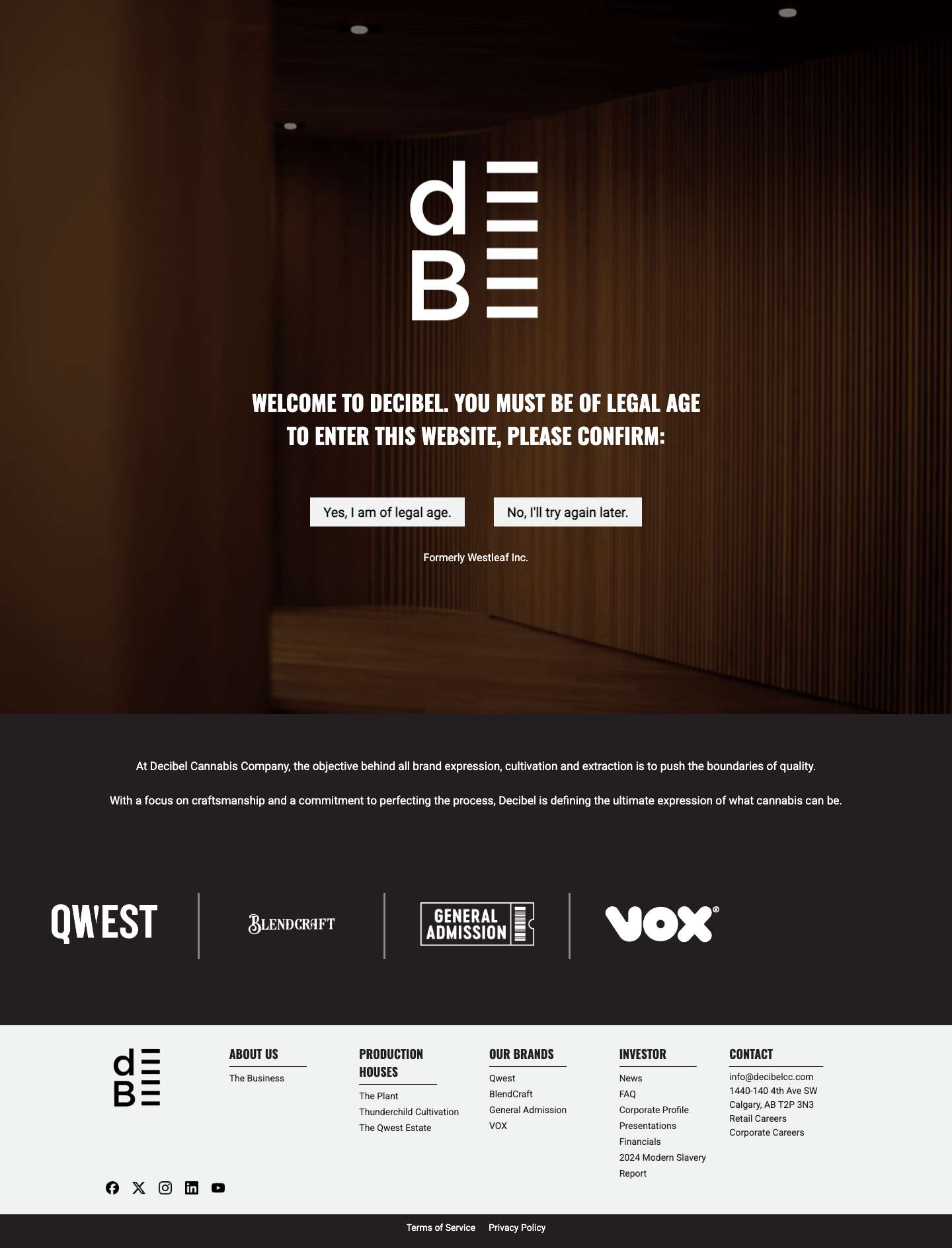 Decibel Cannabis – Redefining the ultimate expression of cannabis. Formerly Westleaf Inc. and We Grow BC Ltd. For those of legal age. - Full Screenshot