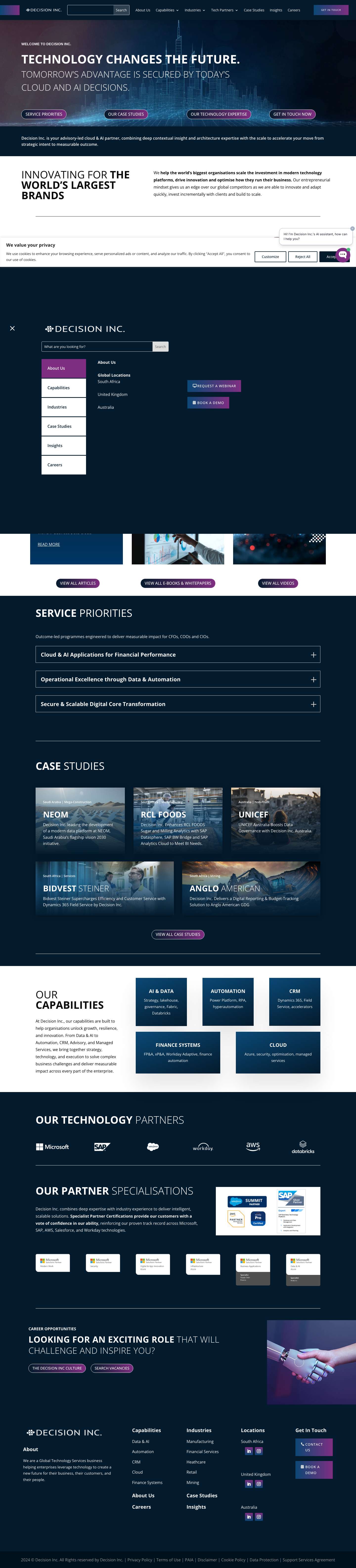 Building Data Driven Businesses with Technology | Decision Inc. - Full Screenshot