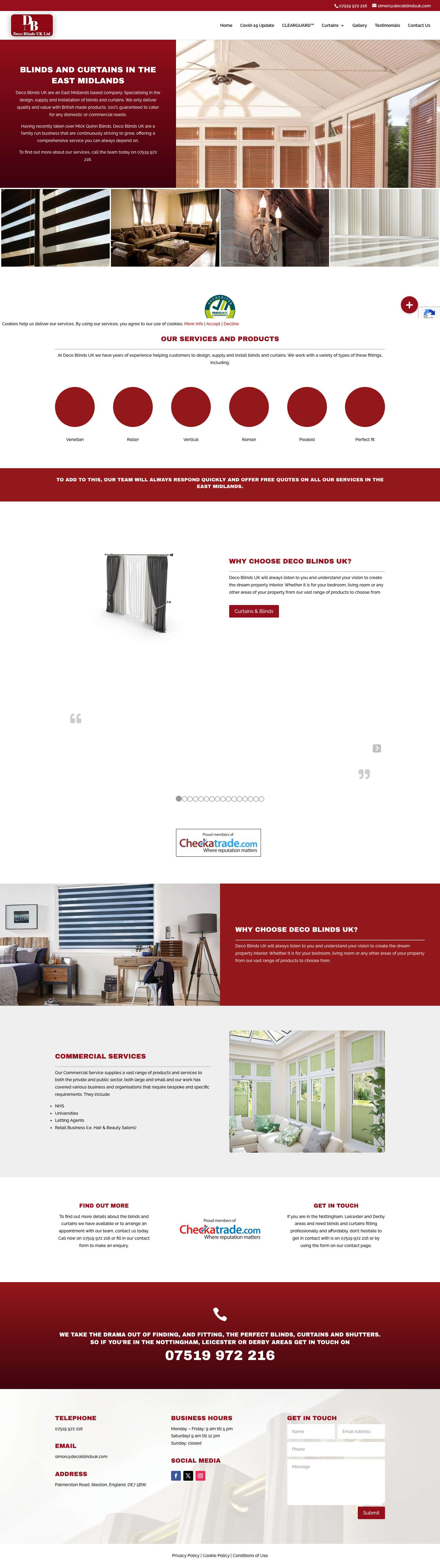 Blinds and Curtains | Melton Mowbray | Nottingham - Deco Blinds UK - Full Screenshot