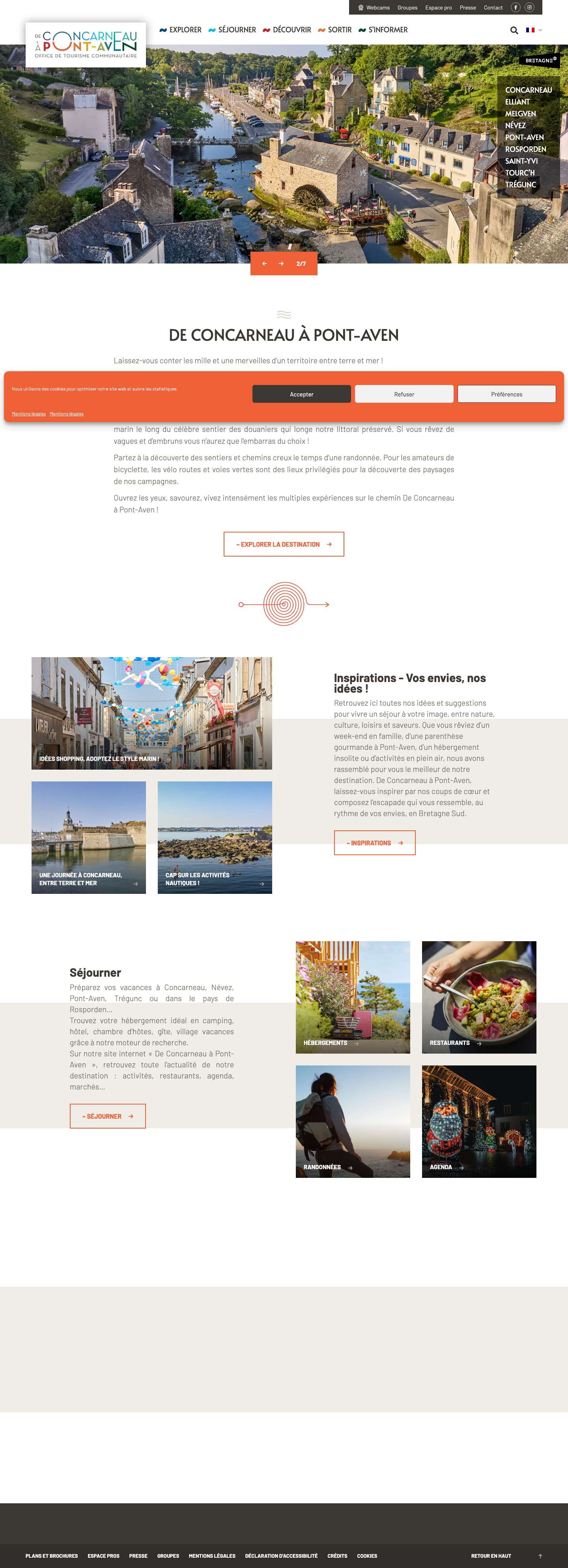 De Concarneau à Pont-Aven - Finistère Sud - Office de Tourisme - Full Screenshot